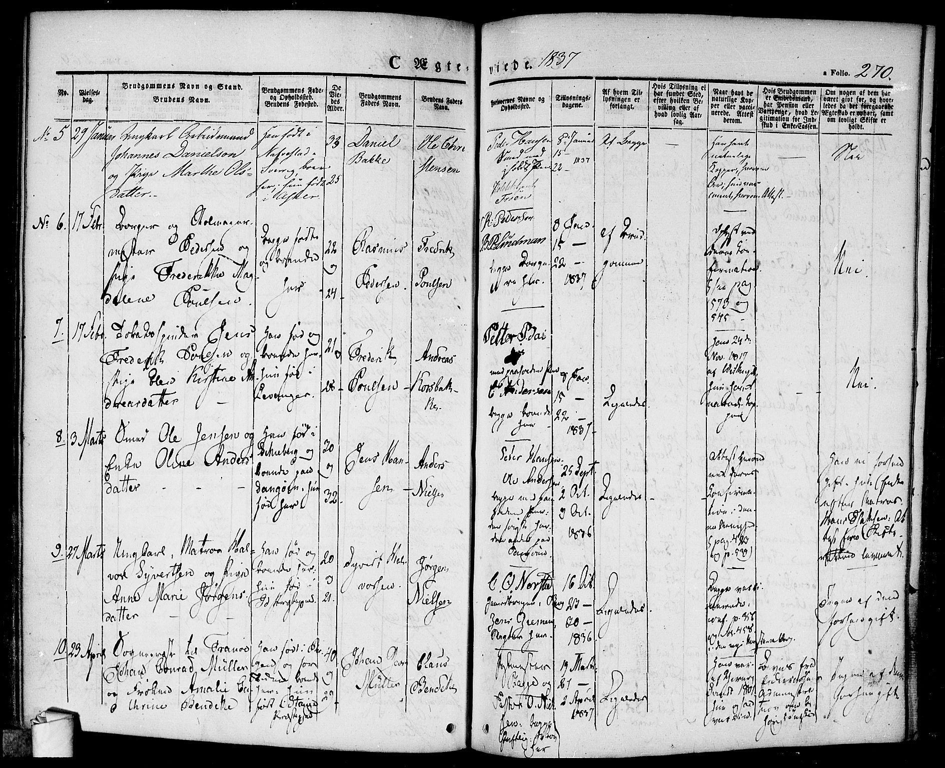 Halden prestekontor Kirkebøker, SAO/A-10909/F/Fa/L0005: Parish register (official) no. I 5, 1834-1845, p. 270