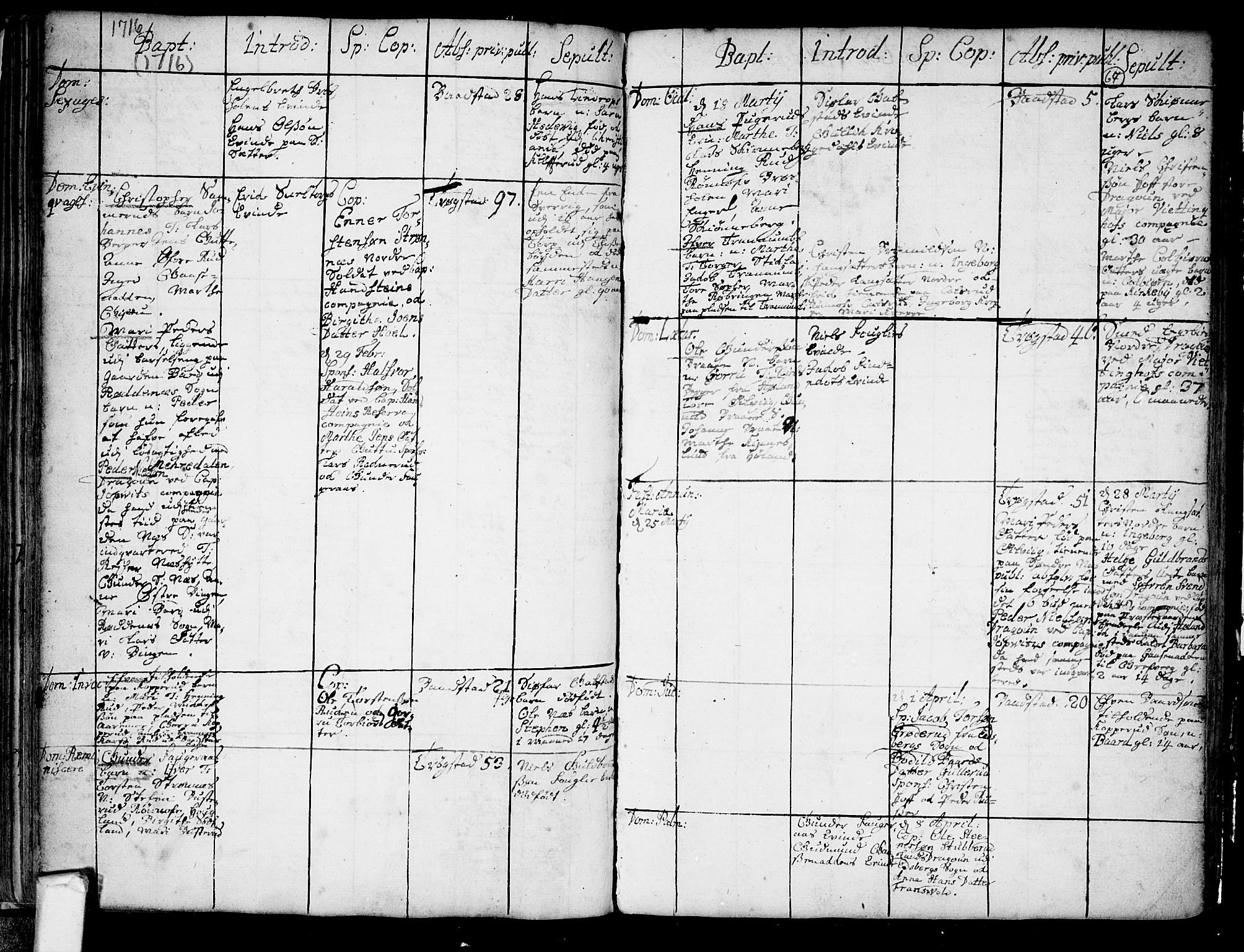 Trøgstad prestekontor Kirkebøker, SAO/A-10925/F/Fa/L0002: Parish register (official) no. I 2, 1708-1722, p. 64