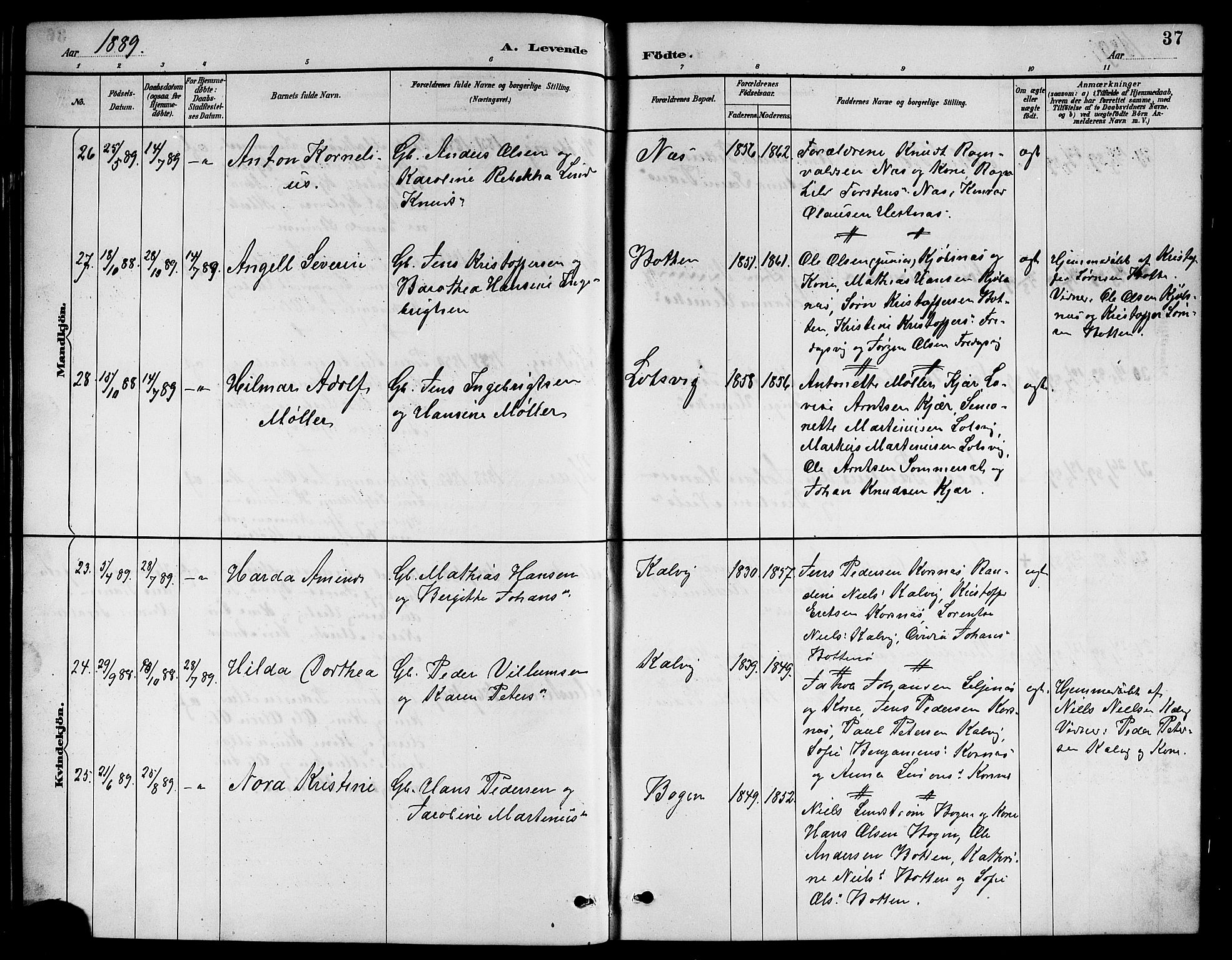 Ministerialprotokoller, klokkerbøker og fødselsregistre - Nordland, AV/SAT-A-1459/861/L0876: Parish register (copy) no. 861C02, 1887-1903, p. 37