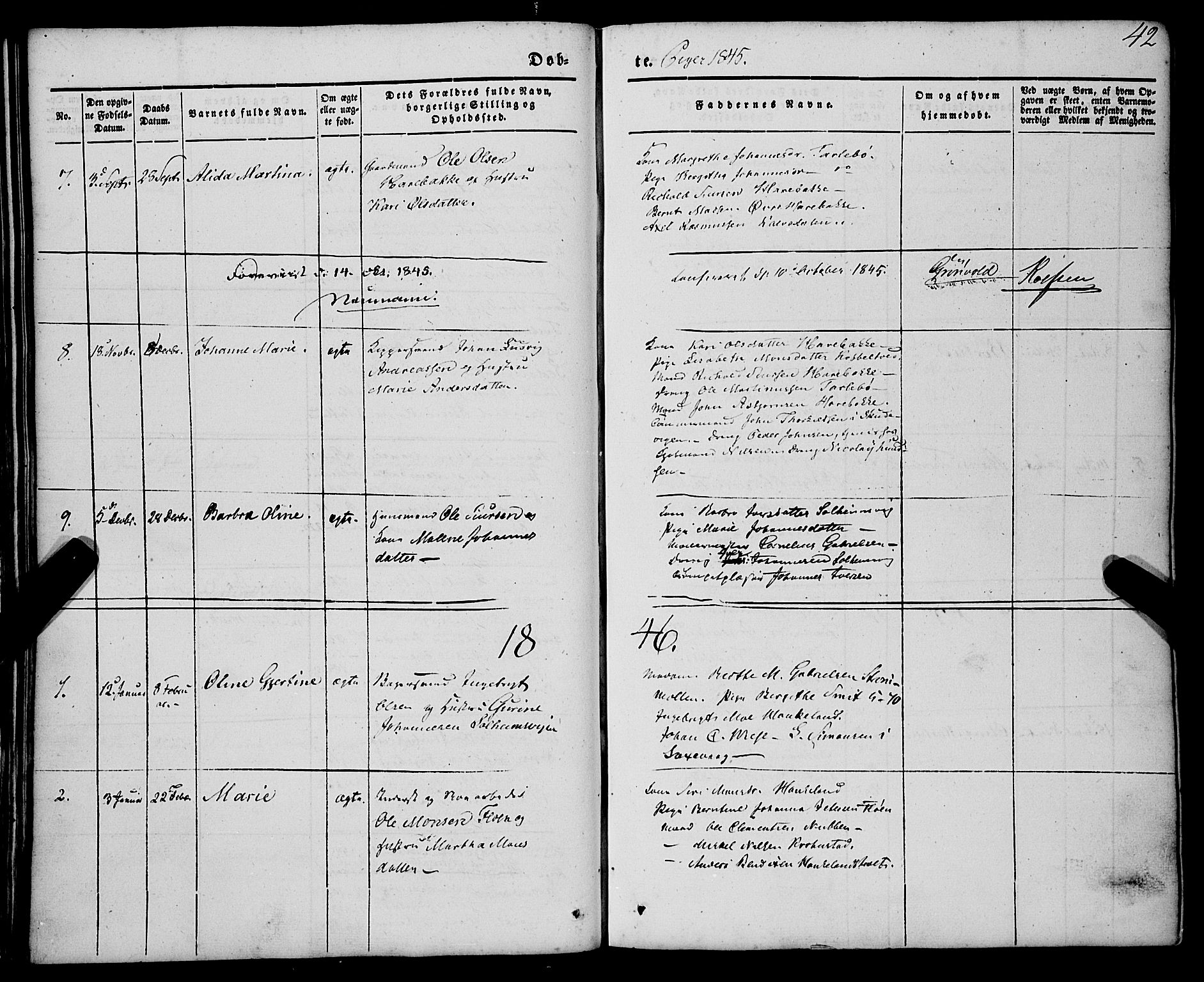 St. Jørgens hospital og Årstad sokneprestembete, AV/SAB-A-99934: Parish register (official) no. A 4, 1844-1863, p. 42