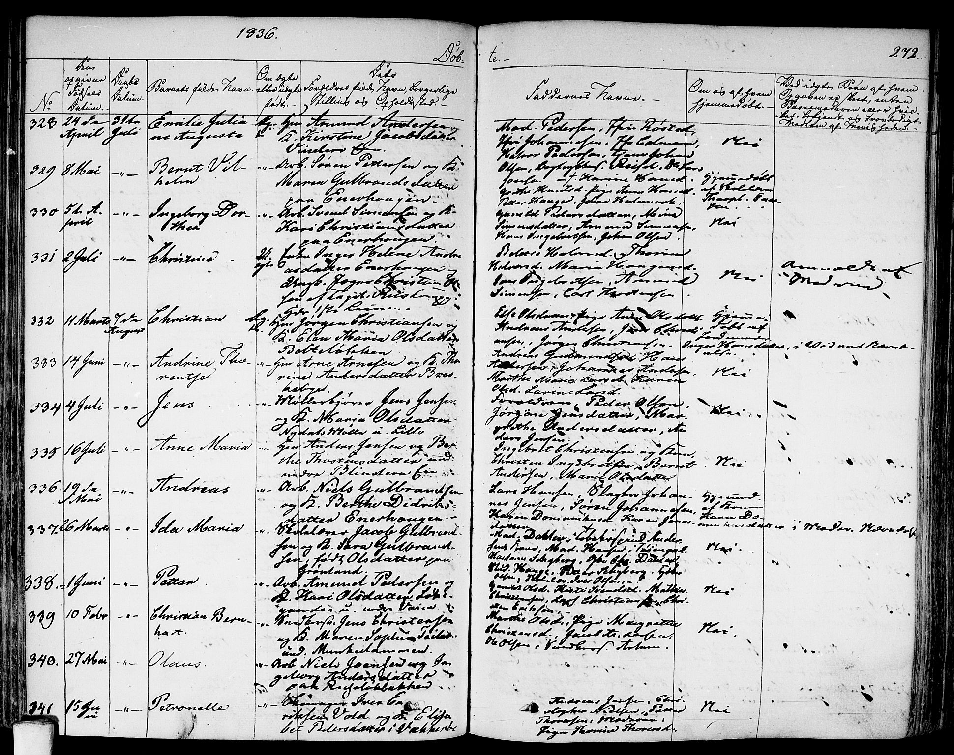 Aker prestekontor kirkebøker, SAO/A-10861/F/L0013: Parish register (official) no. 13, 1828-1837, p. 272