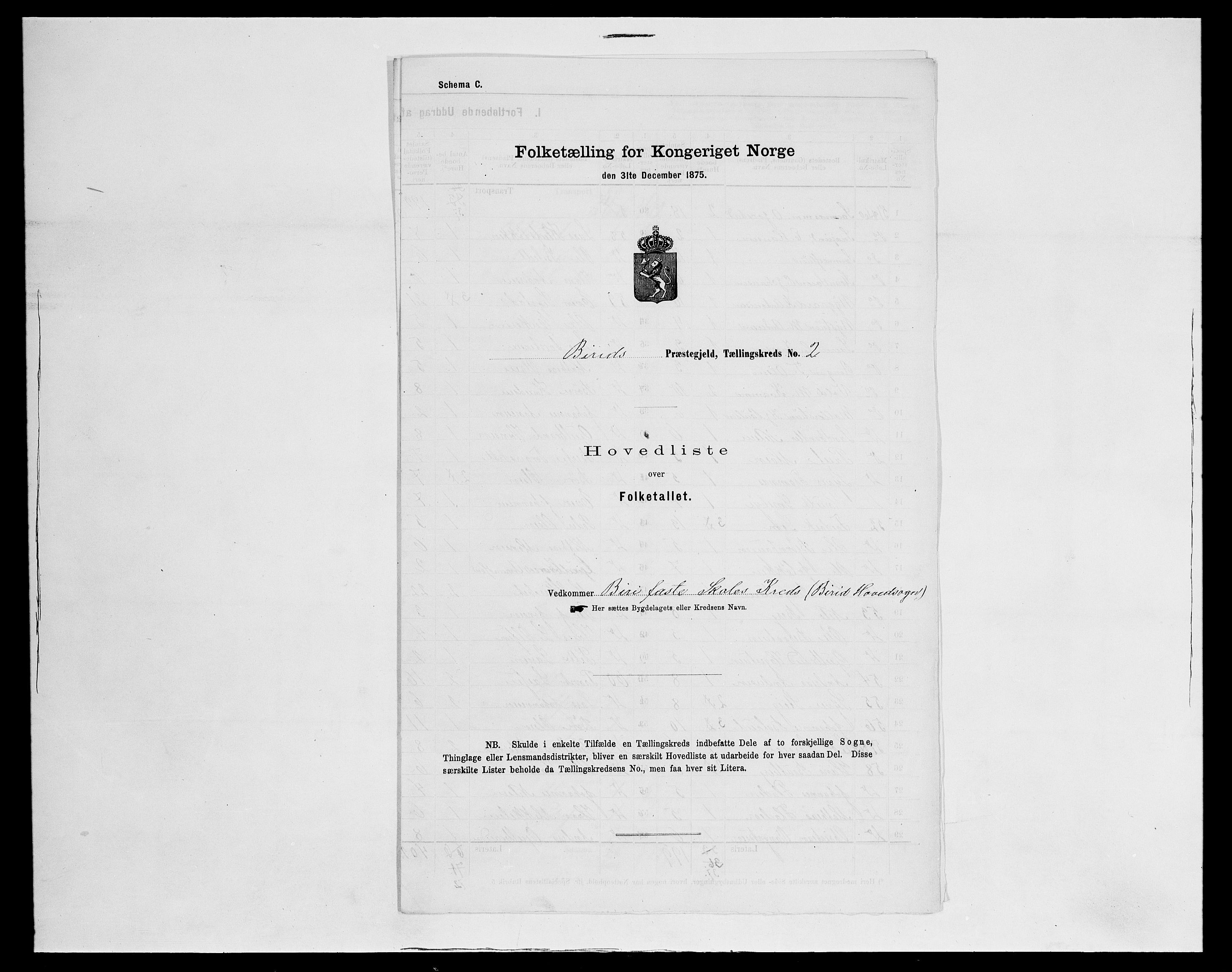 SAH, 1875 census for 0525P Biri, 1875, p. 85