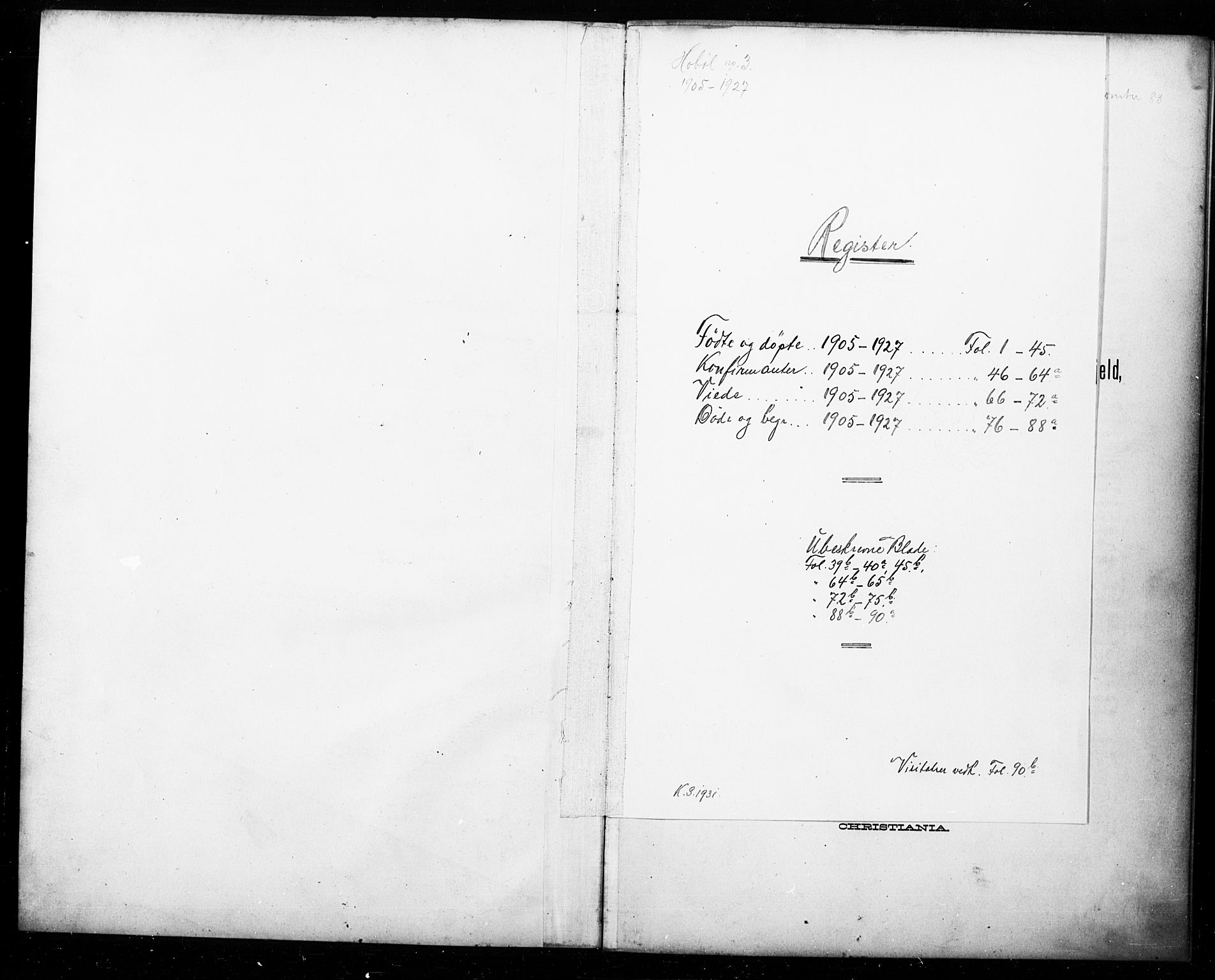 Hobøl prestekontor Kirkebøker, AV/SAO-A-2002/G/Ga/L0001: Parish register (copy) no. I 1, 1905-1927