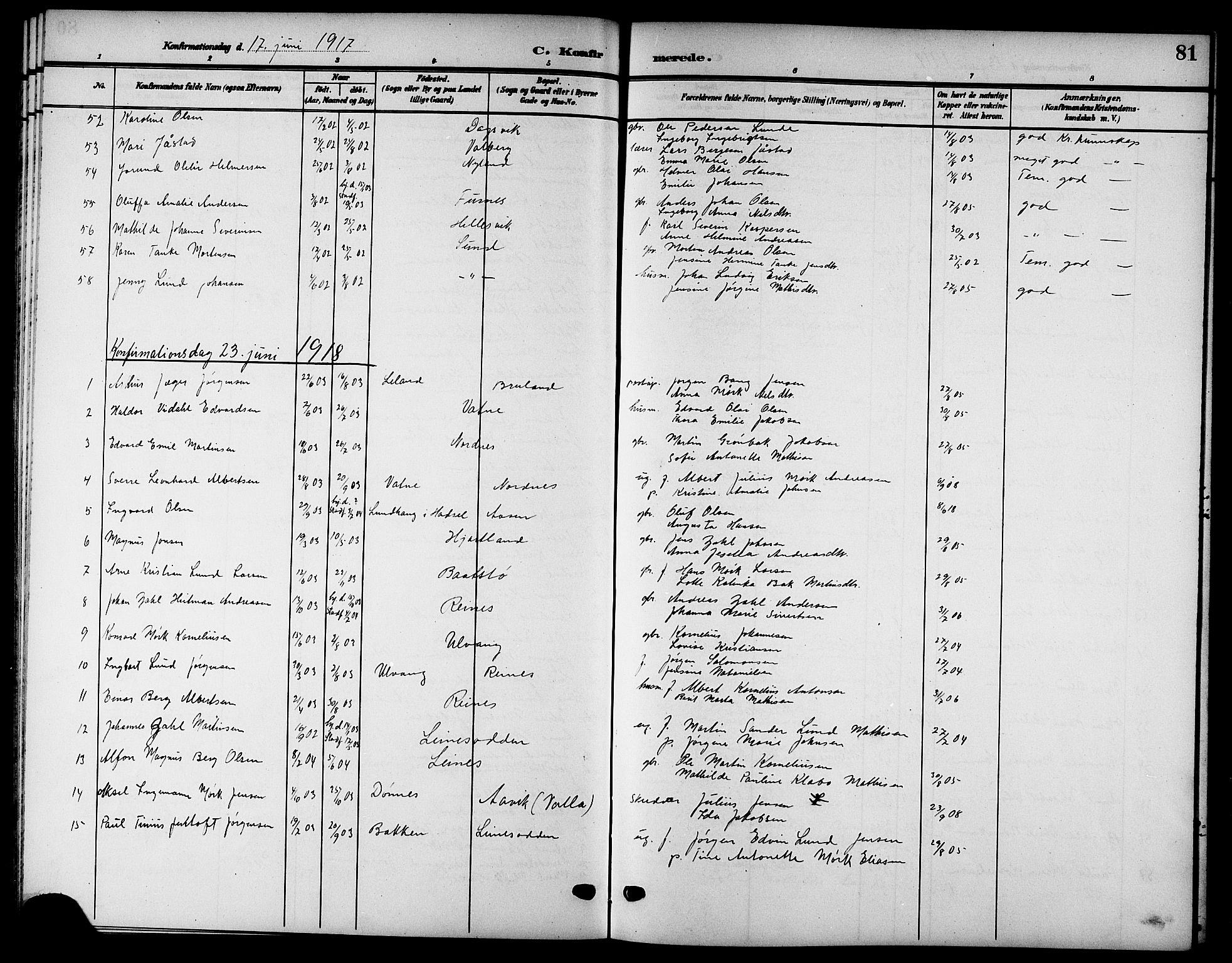 Ministerialprotokoller, klokkerbøker og fødselsregistre - Nordland, SAT/A-1459/832/L0494: Parish register (copy) no. 832C01, 1906-1922, p. 81