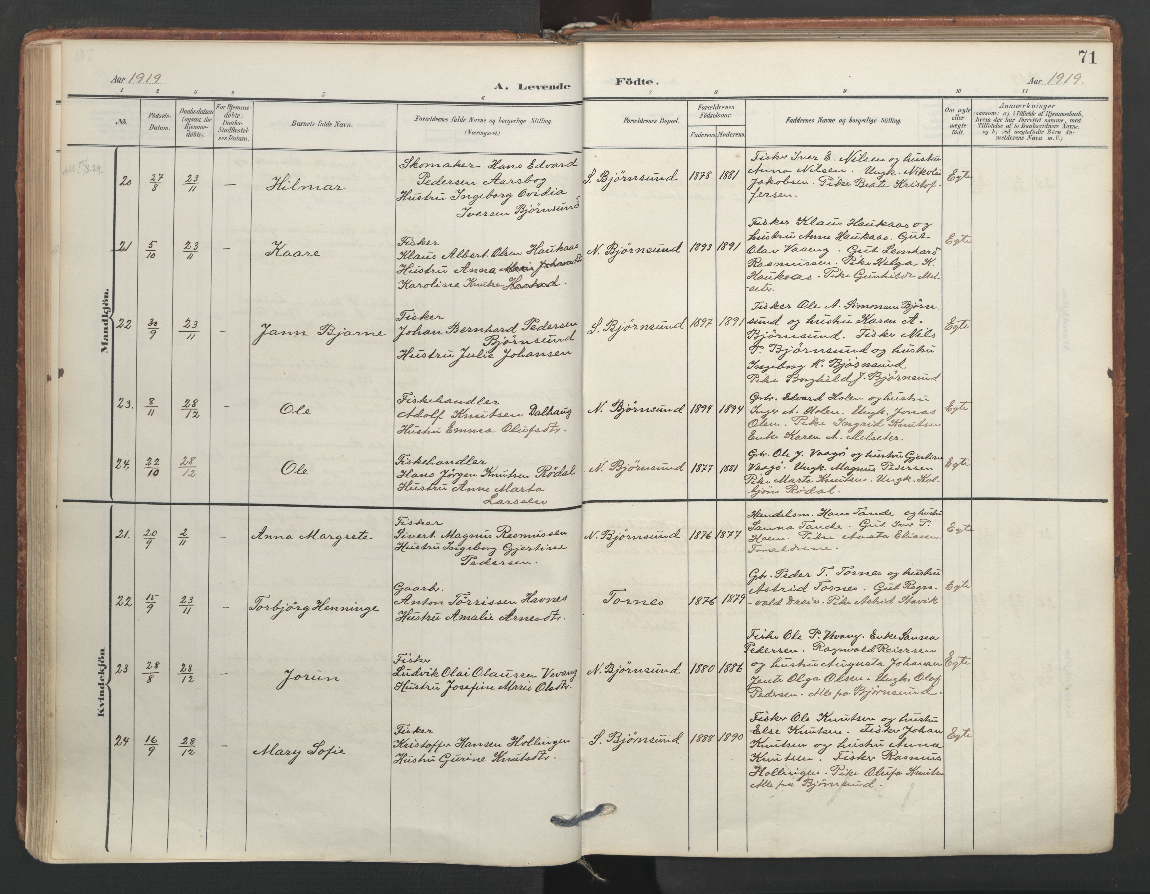 Ministerialprotokoller, klokkerbøker og fødselsregistre - Møre og Romsdal, AV/SAT-A-1454/565/L0751: Parish register (official) no. 565A05, 1905-1979, p. 71