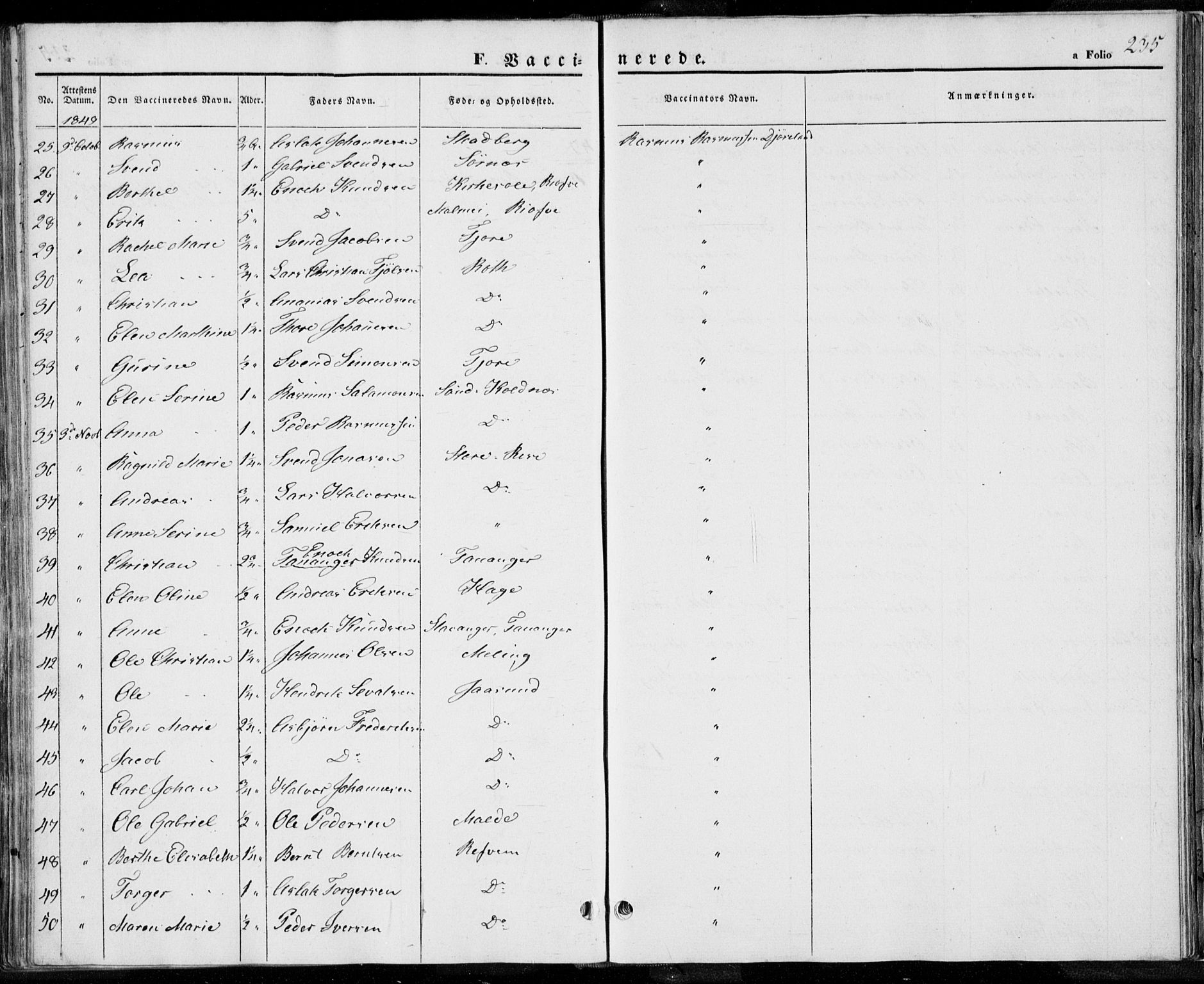 Håland sokneprestkontor, AV/SAST-A-101802/001/30BA/L0006: Parish register (official) no. A 6, 1842-1853, p. 235