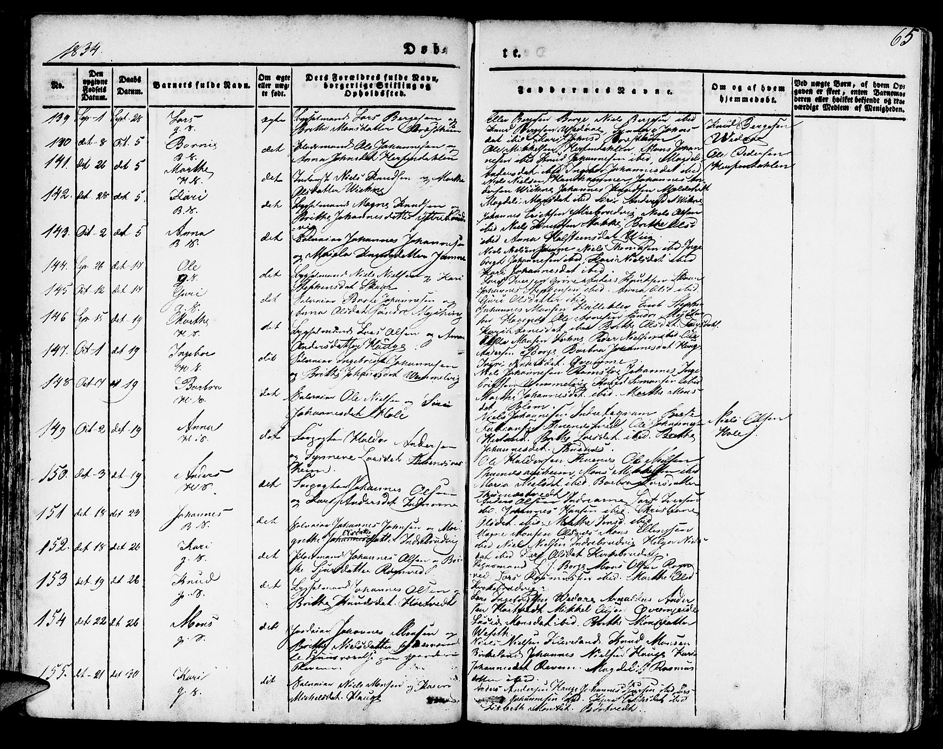 Haus sokneprestembete, AV/SAB-A-75601/H/Haa: Parish register (official) no. A 14, 1827-1838, p. 65