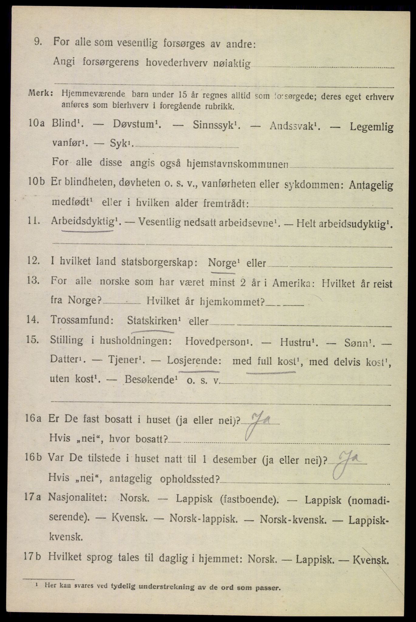 SAT, 1920 census for Evenes, 1920, p. 8567