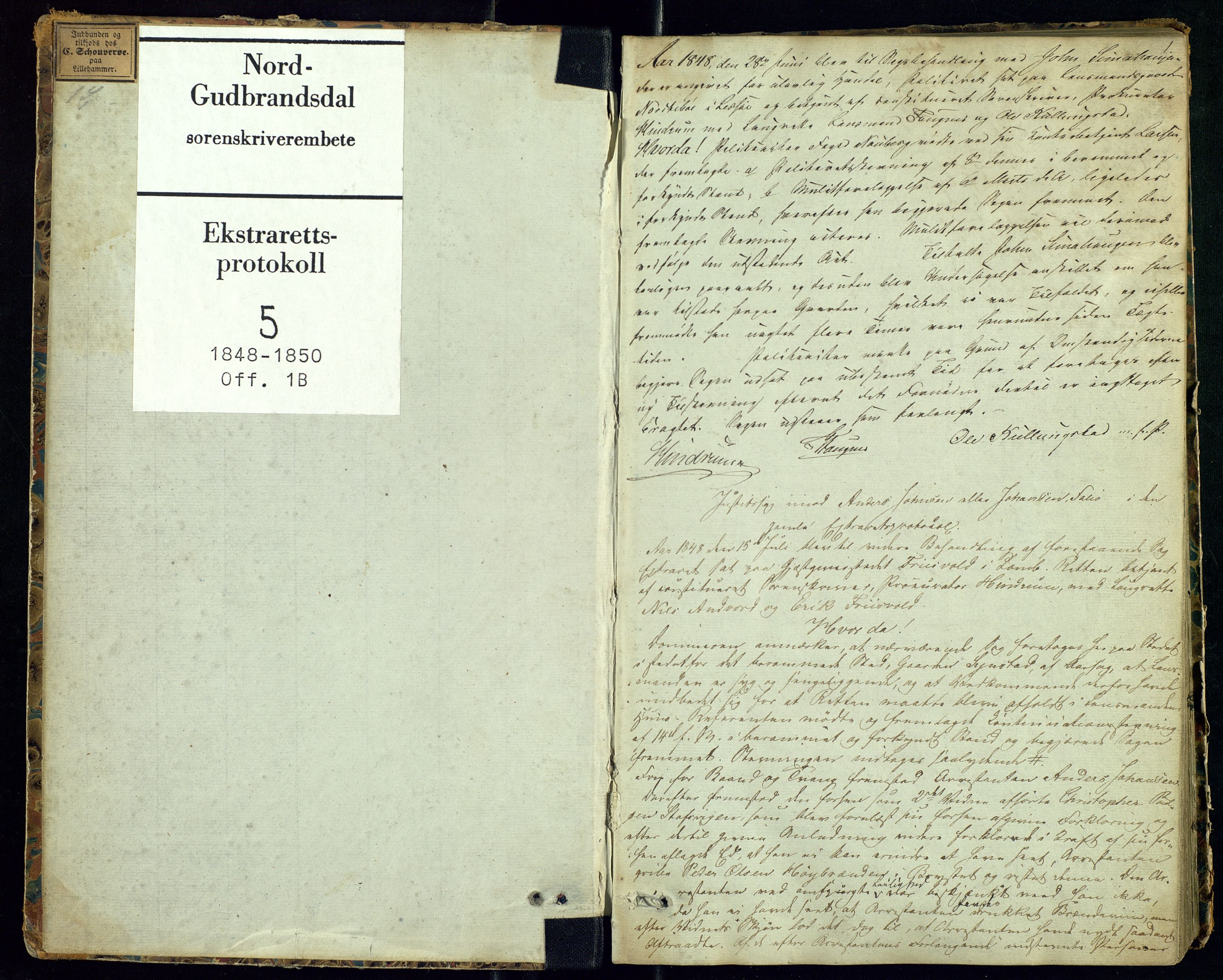 Nord-Gudbrandsdal tingrett, SAH/TING-002/G/Gc/Gca/L0005: Ekstrarettsprotokoll, 1848-1850, p. 1