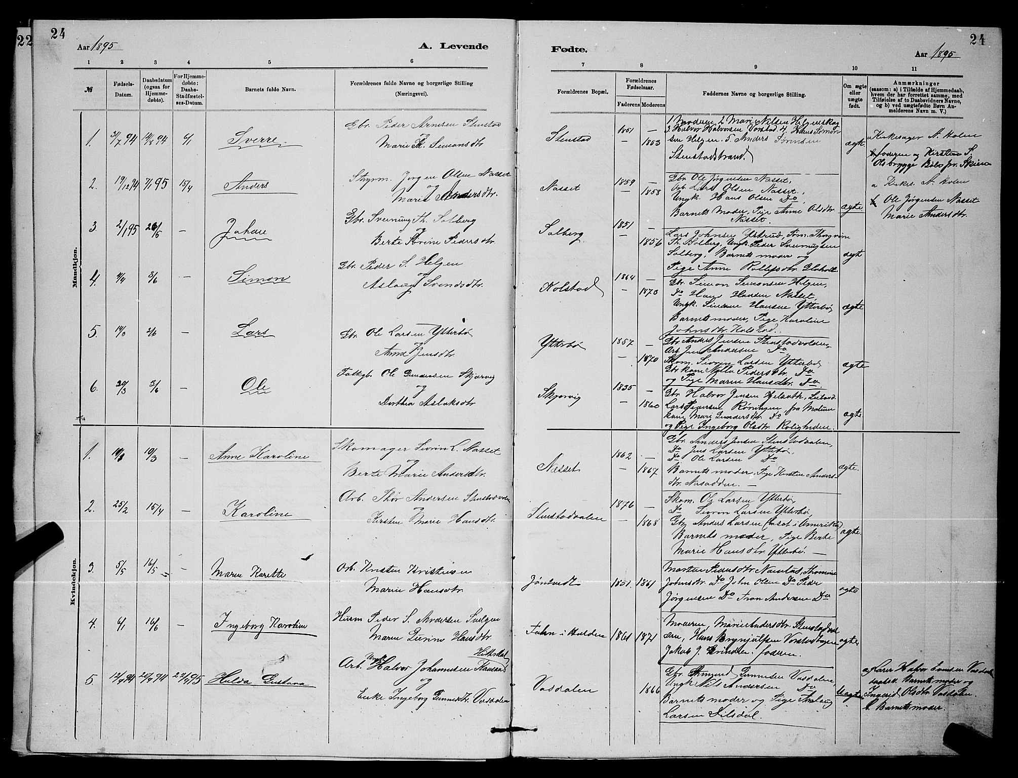 Holla kirkebøker, SAKO/A-272/G/Gb/L0001: Parish register (copy) no. II 1, 1882-1897, p. 24