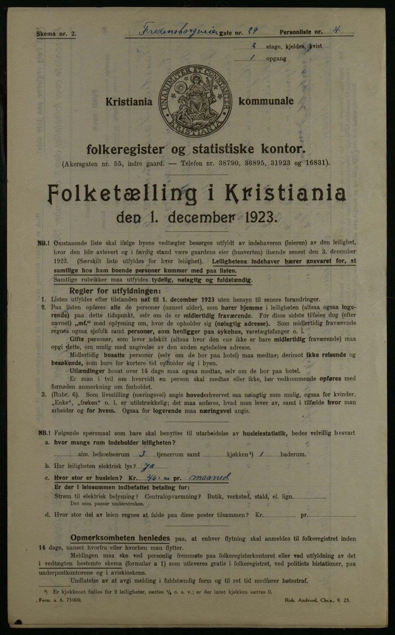 OBA, Municipal Census 1923 for Kristiania, 1923, p. 29184