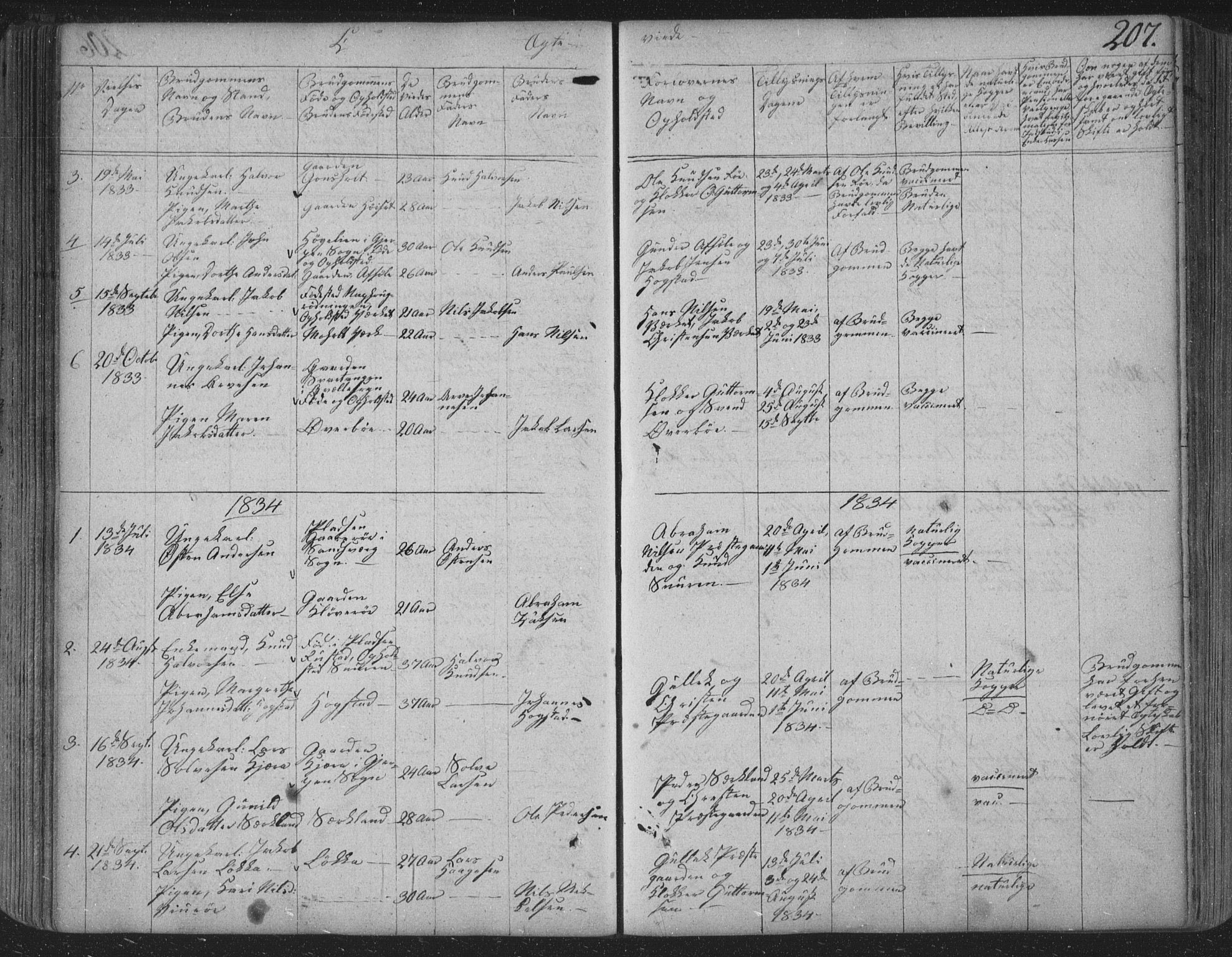 Siljan kirkebøker, AV/SAKO-A-300/F/Fa/L0001: Parish register (official) no. 1, 1831-1870, p. 207