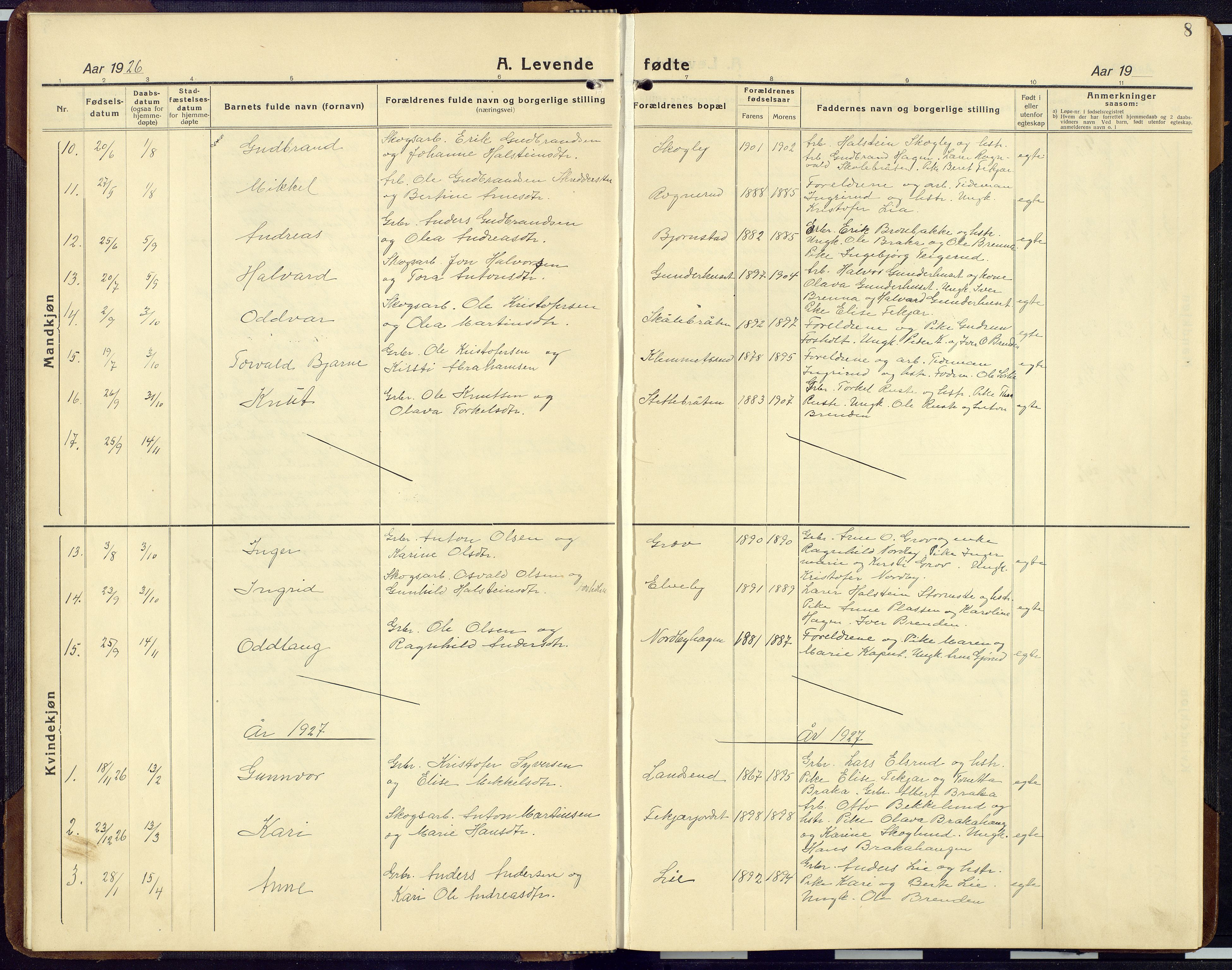 Sør-Aurdal prestekontor, AV/SAH-PREST-128/H/Ha/Hab/L0012: Parish register (copy) no. 12, 1924-1956, p. 8