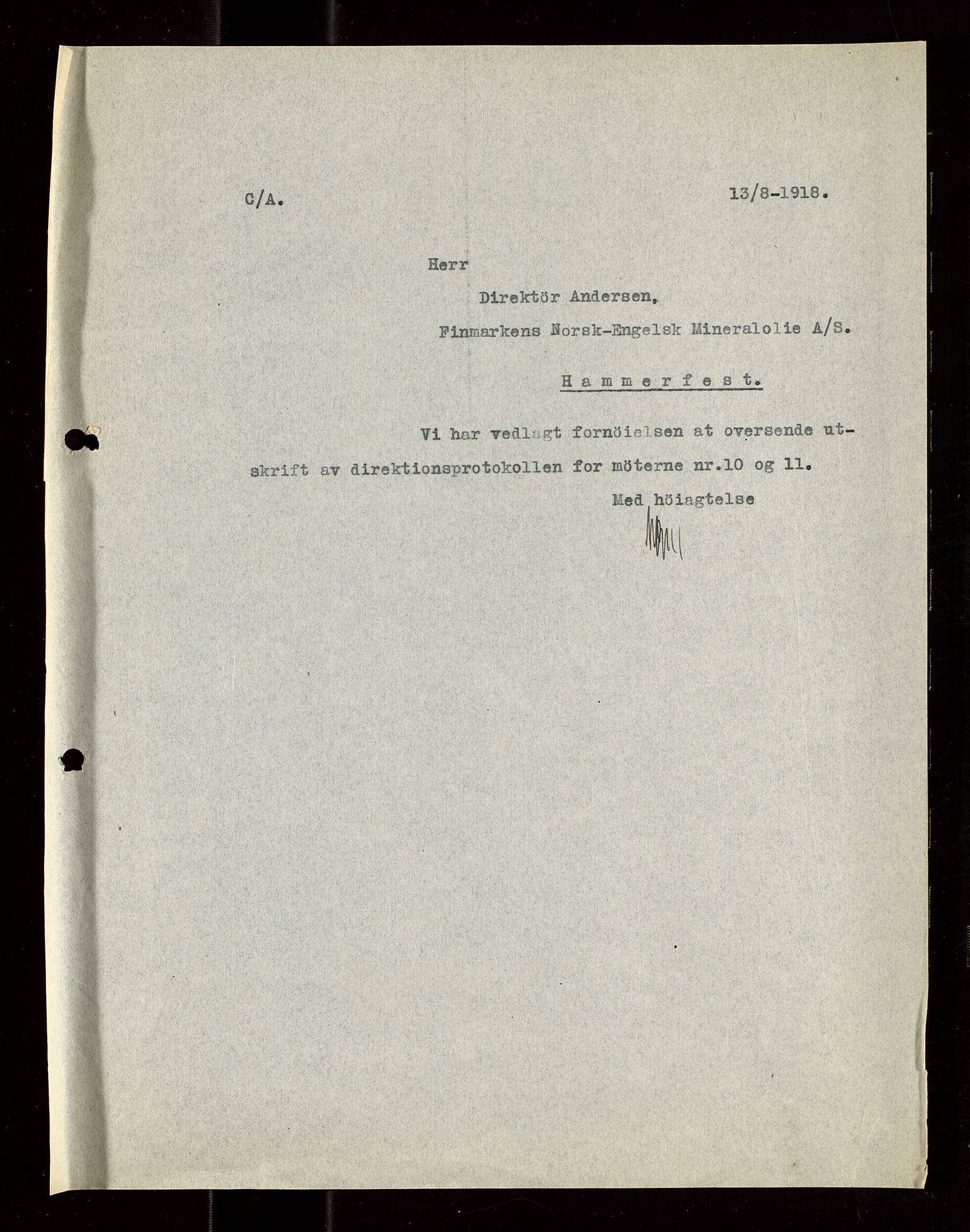 Pa 1521 - A/S Norske Shell, AV/SAST-A-101915/E/Ea/Eaa/L0021: Sjefskorrespondanse, 1918, p. 254