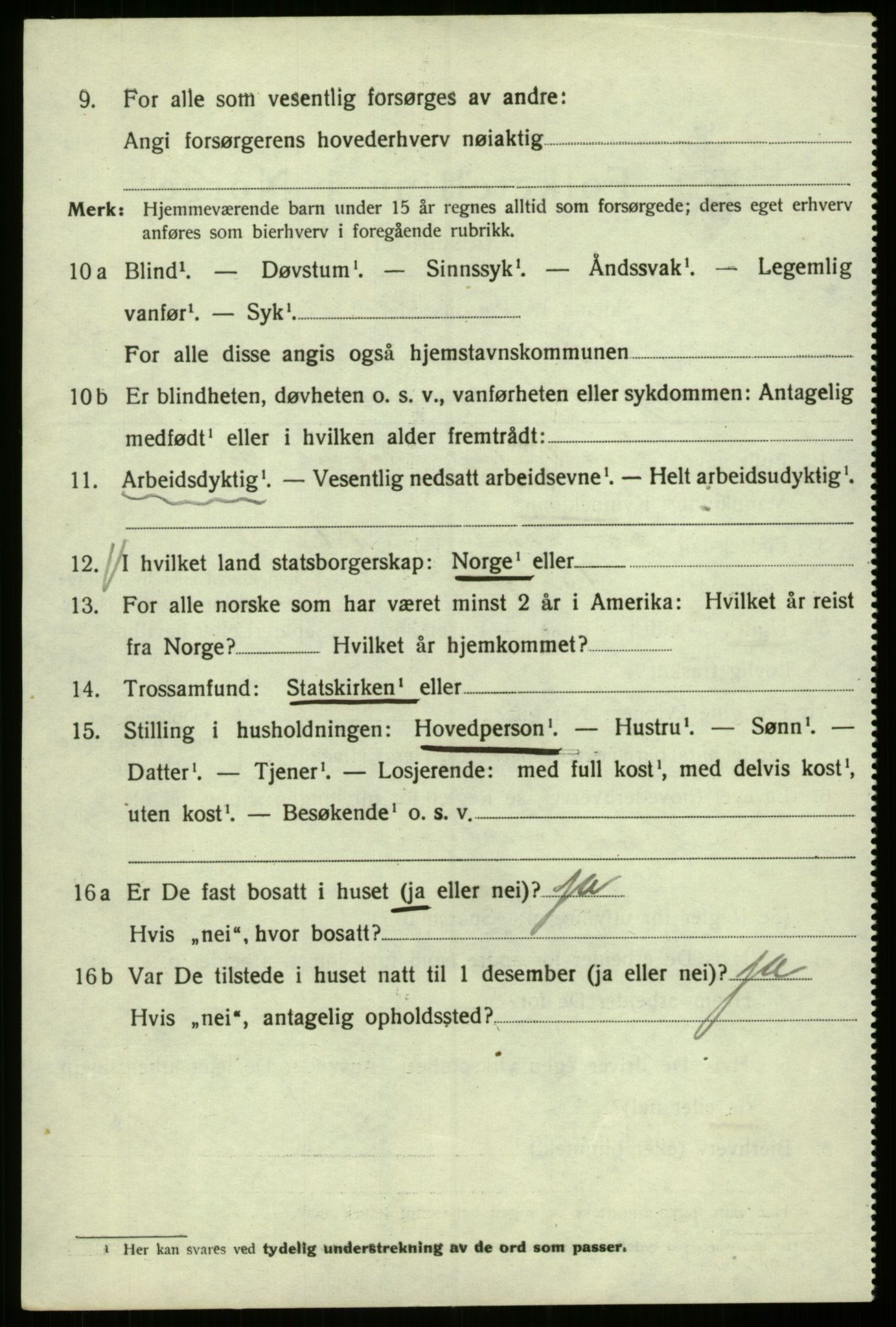 SAB, 1920 census for Bergen, 1920, p. 123692