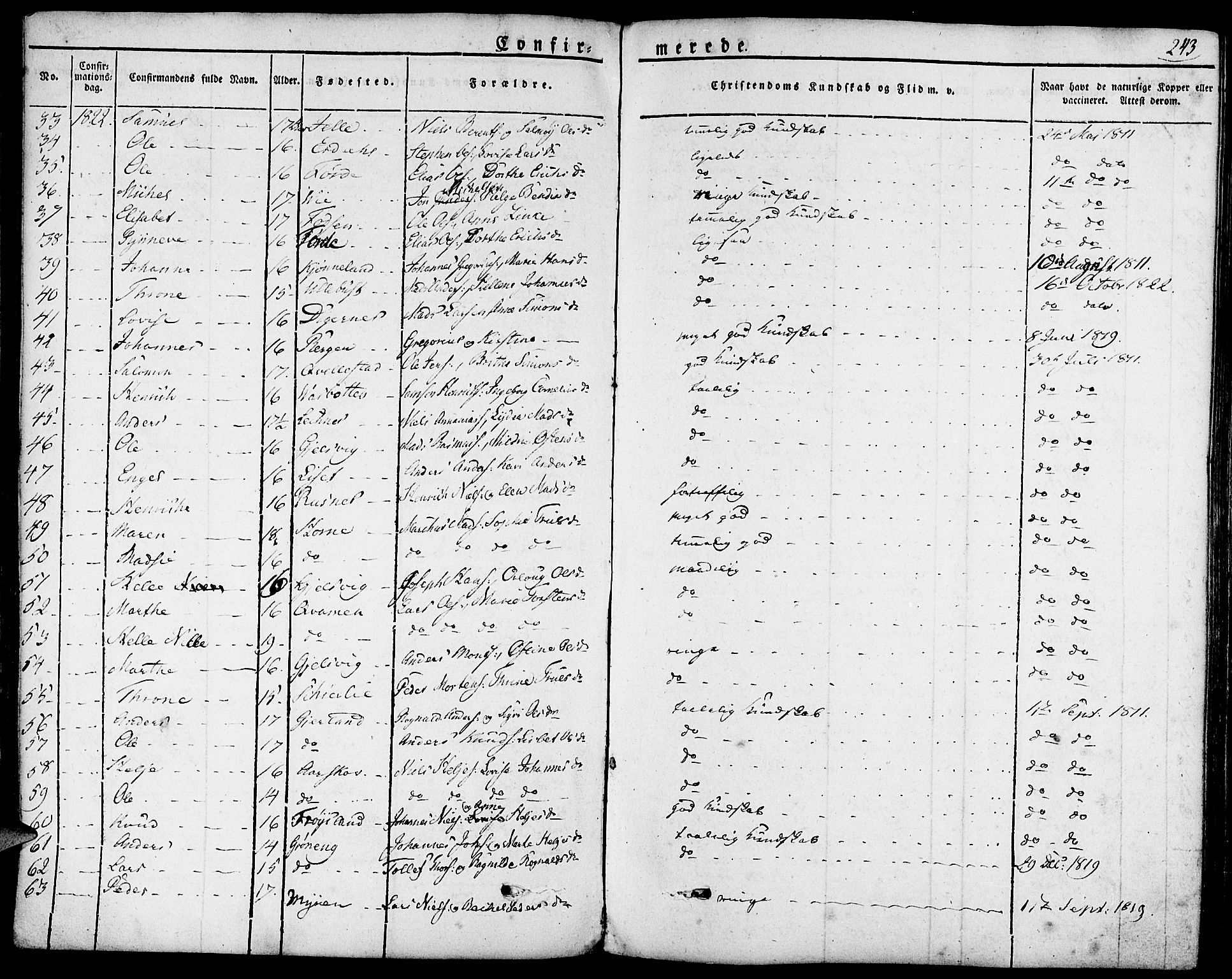 Førde sokneprestembete, SAB/A-79901/H/Haa/Haaa/L0006: Parish register (official) no. A 6, 1821-1842, p. 243