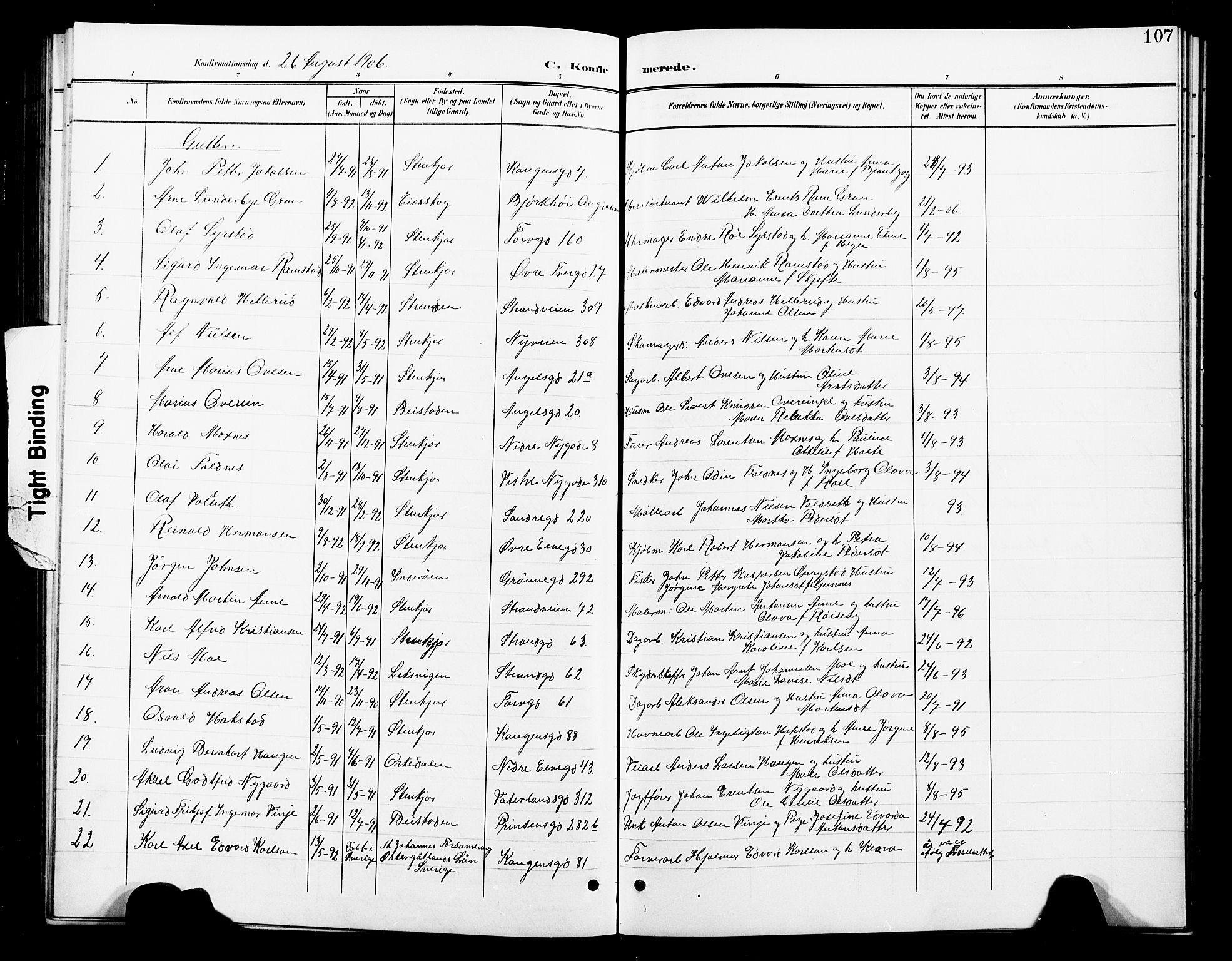 Ministerialprotokoller, klokkerbøker og fødselsregistre - Nord-Trøndelag, SAT/A-1458/739/L0375: Parish register (copy) no. 739C03, 1898-1908, p. 107