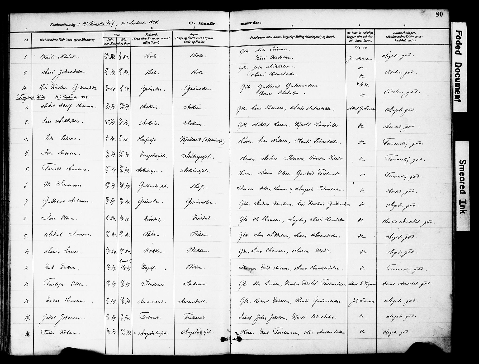 Brandbu prestekontor, SAH/PREST-114/H/Ha/Hab/L0006: Parish register (copy) no. 6, 1893-1902, p. 80