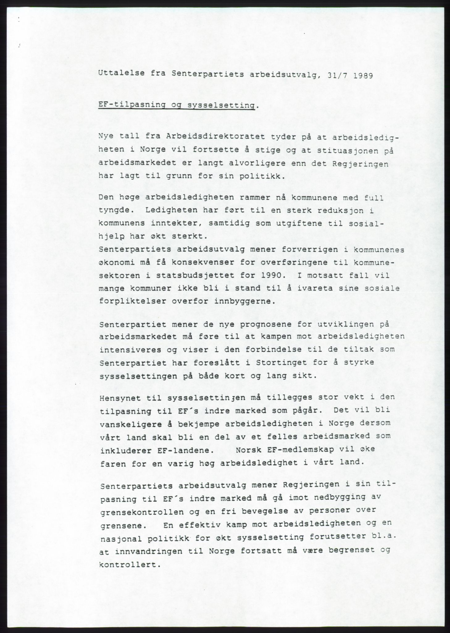 Forhandlingsmøtene 1989 mellom Høyre, KrF og Senterpartiet om dannelse av regjering, AV/RA-PA-0697/A/L0001: Forhandlingsprotokoll med vedlegg, 1989, p. 36