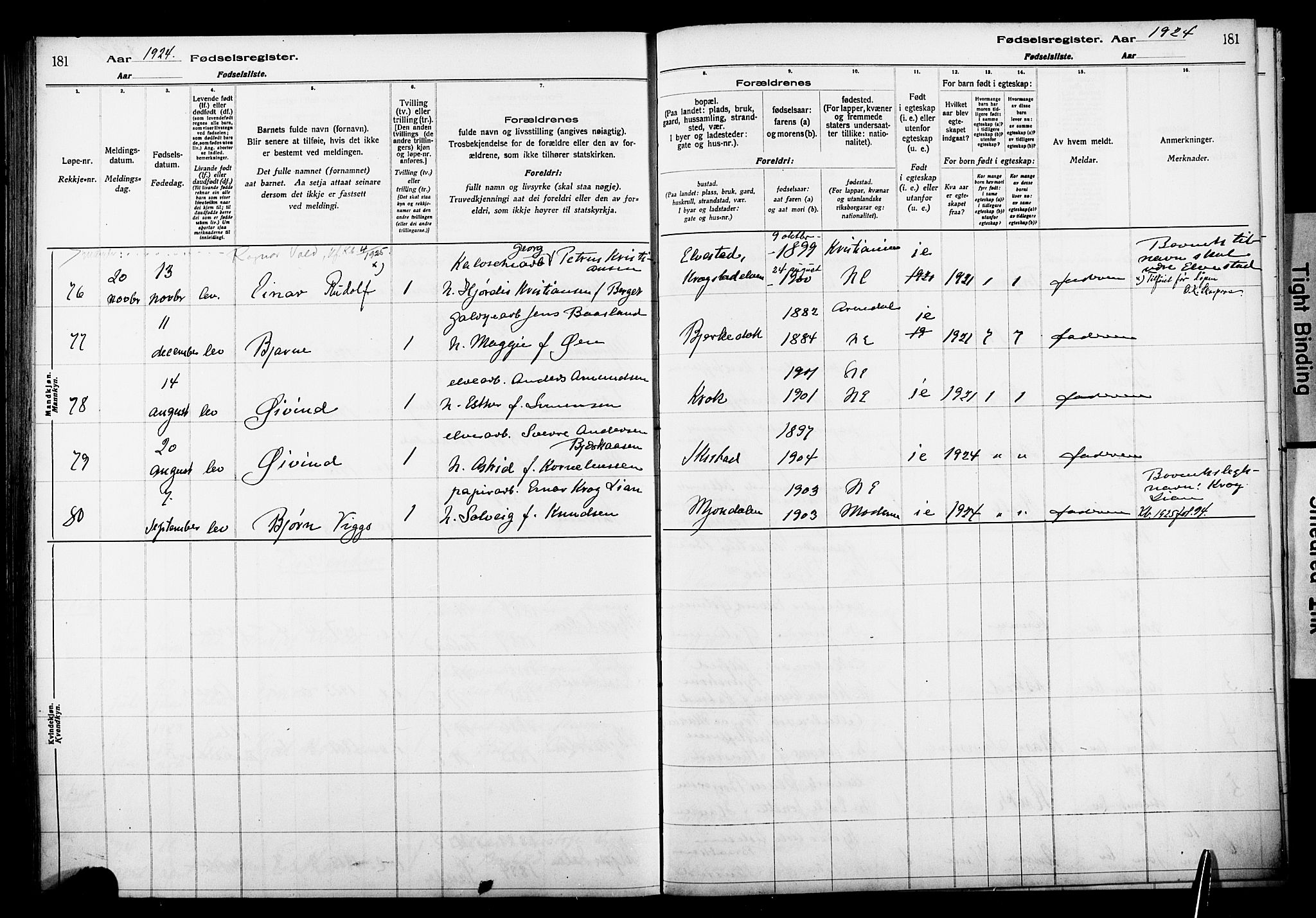 Nedre Eiker kirkebøker, AV/SAKO-A-612/J/Ja/L0001: Birth register no. 1, 1916-1925, p. 181