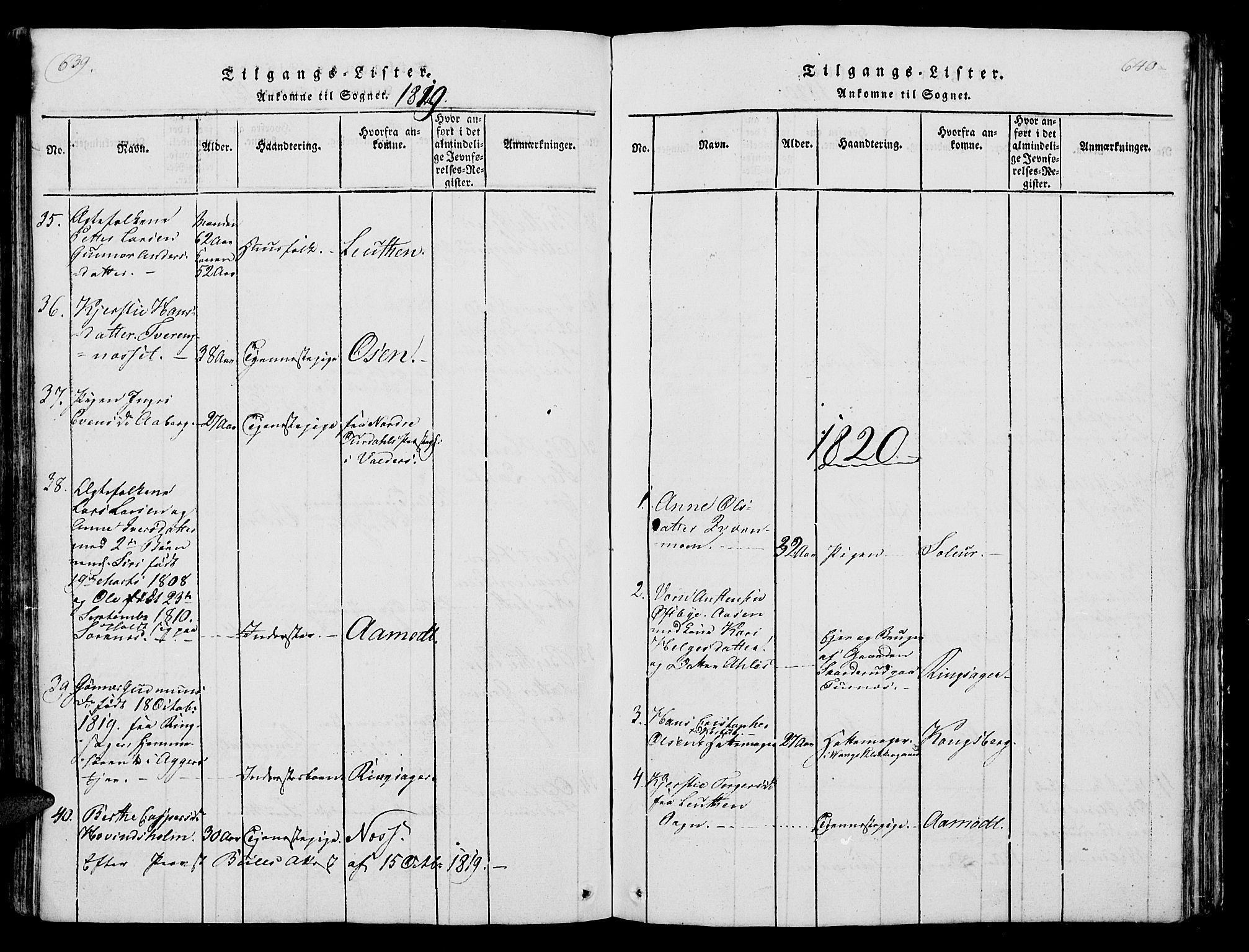 Vang prestekontor, Hedmark, AV/SAH-PREST-008/H/Ha/Hab/L0004: Parish register (copy) no. 4, 1813-1827, p. 639-640