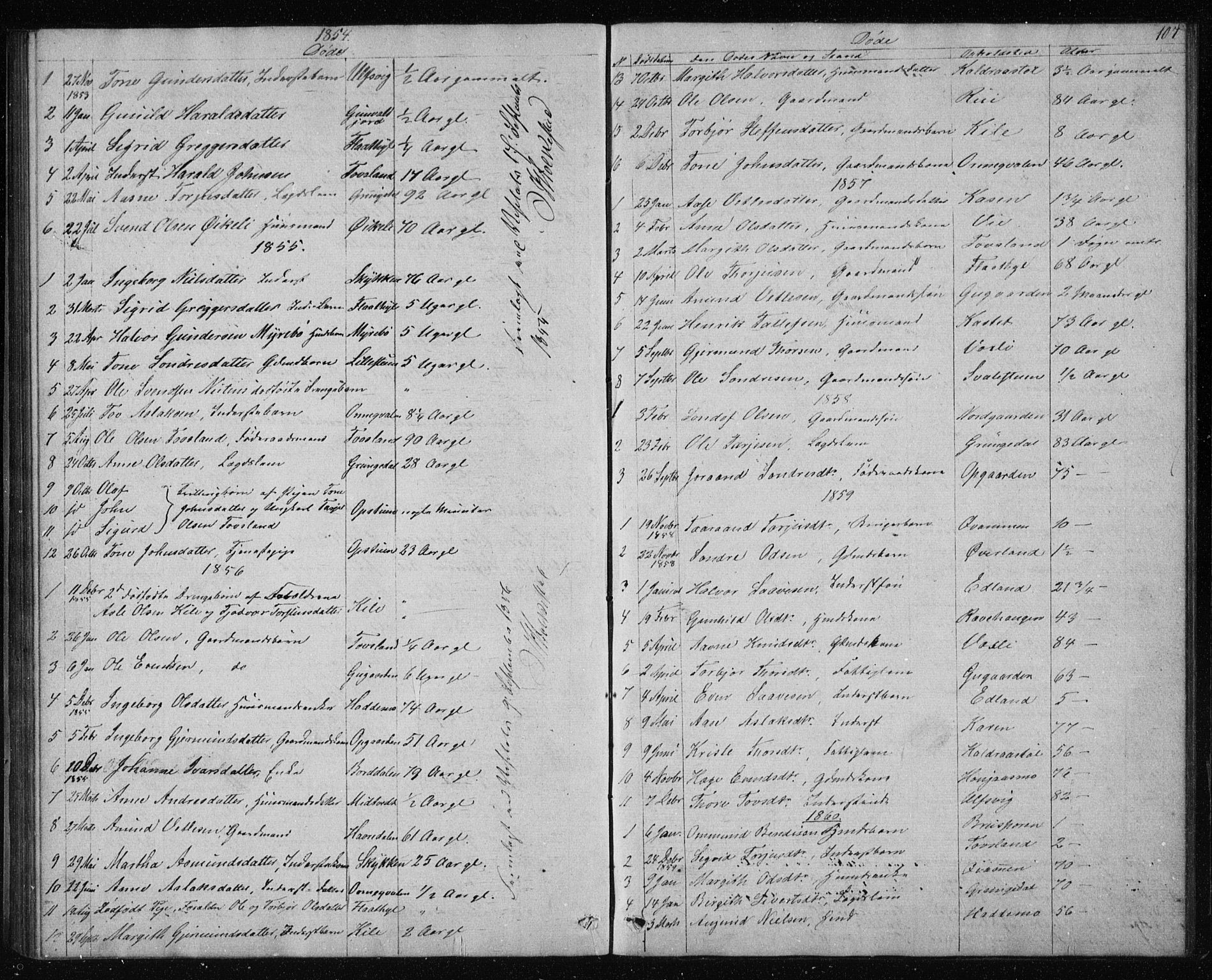 Vinje kirkebøker, SAKO/A-312/G/Gc/L0001: Parish register (copy) no. III 1, 1850-1893, p. 107