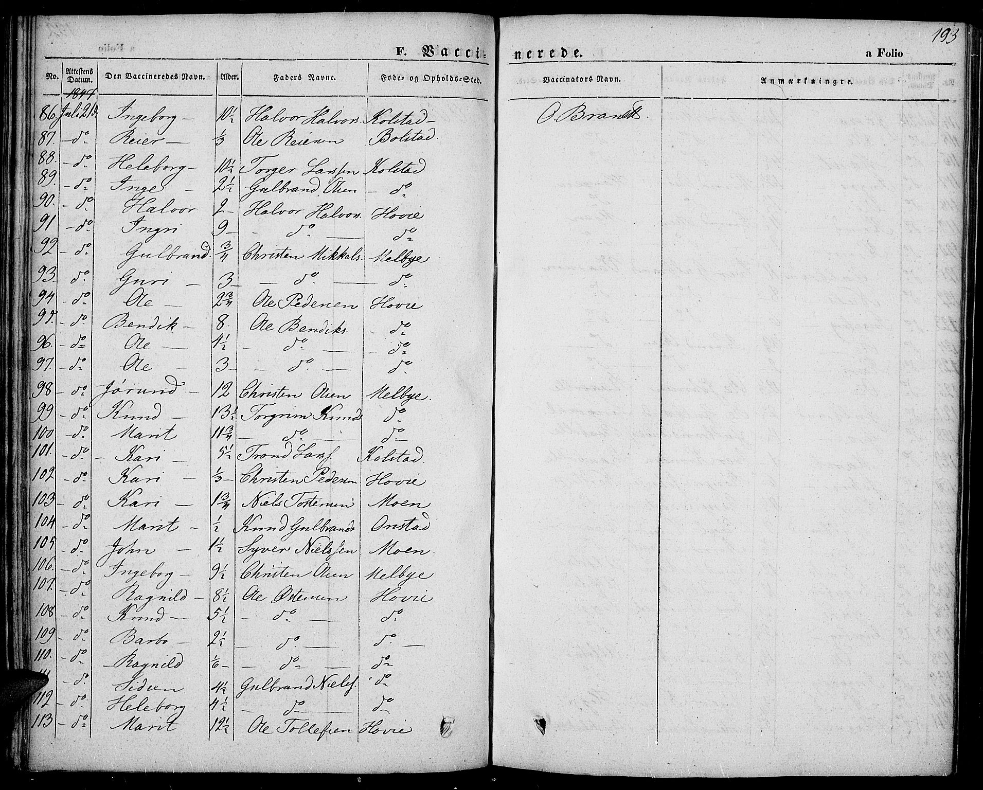 Slidre prestekontor, AV/SAH-PREST-134/H/Ha/Haa/L0004: Parish register (official) no. 4, 1831-1848, p. 193