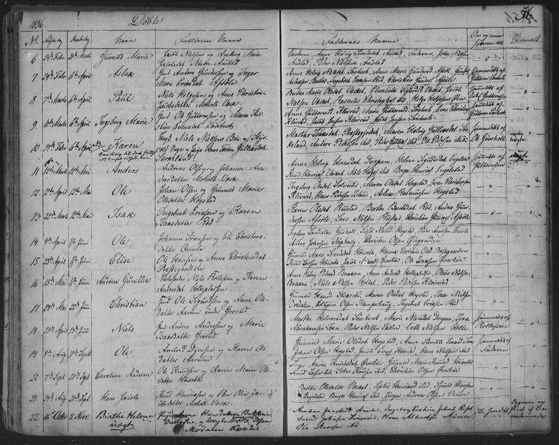 Siljan kirkebøker, SAKO/A-300/F/Fa/L0001: Parish register (official) no. 1, 1831-1870, p. 56