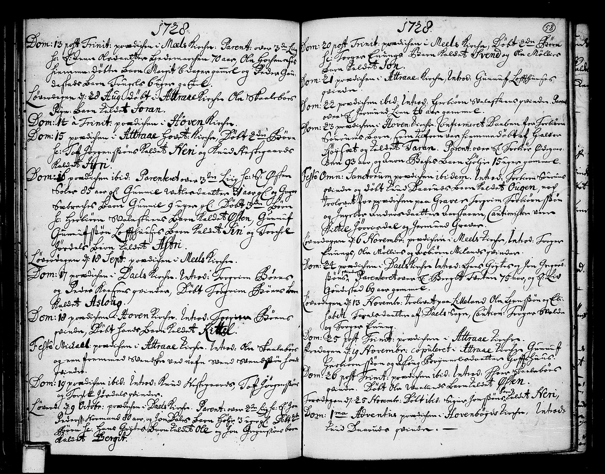 Tinn kirkebøker, SAKO/A-308/F/Fa/L0001: Parish register (official) no. I 1, 1717-1734, p. 58