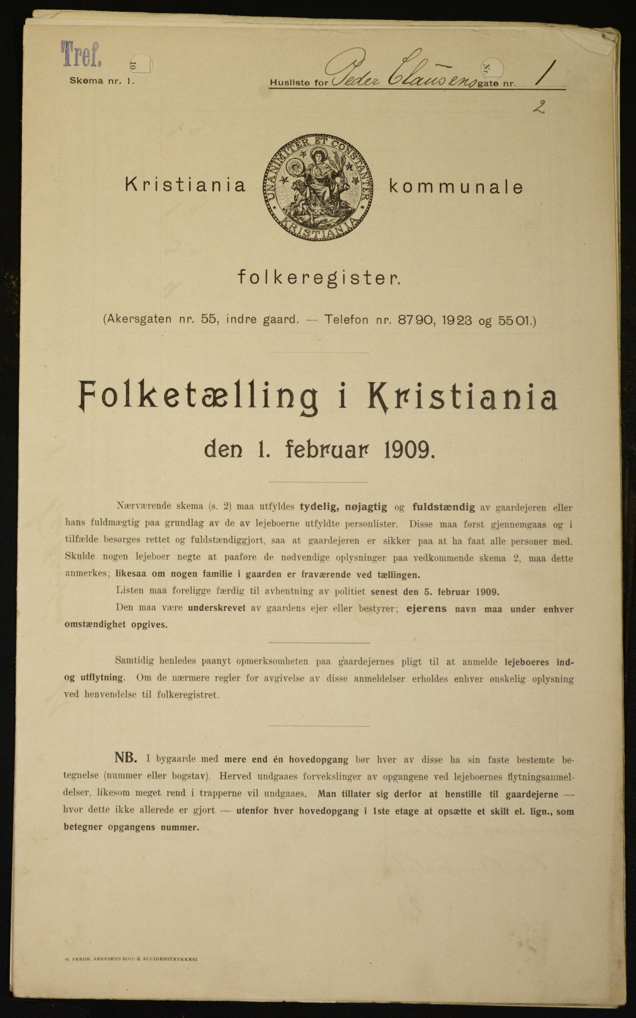 OBA, Municipal Census 1909 for Kristiania, 1909, p. 71325