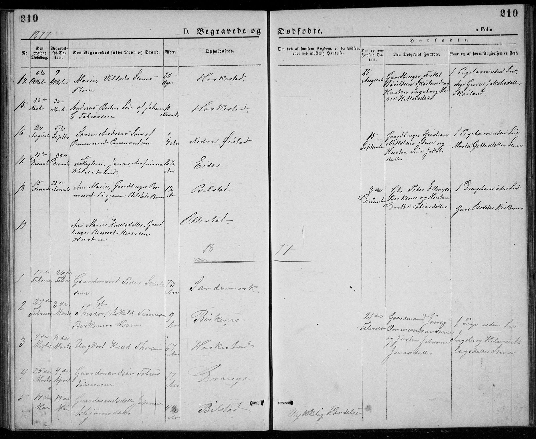 Lund sokneprestkontor, AV/SAST-A-101809/S07/L0005: Parish register (copy) no. B 5, 1875-1889, p. 210