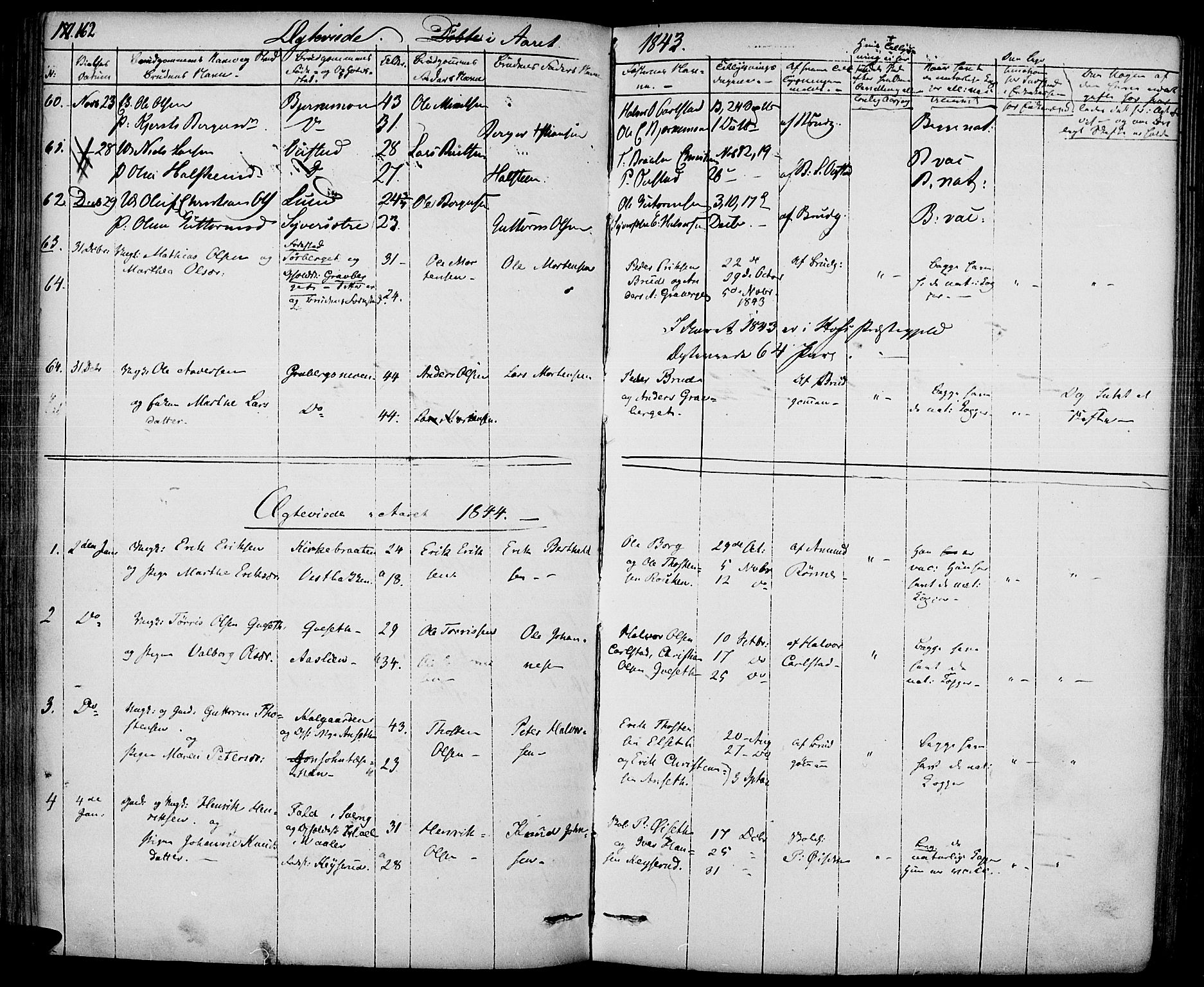 Hof prestekontor, SAH/PREST-038/H/Ha/Haa/L0007: Parish register (official) no. 7, 1841-1848, p. 162