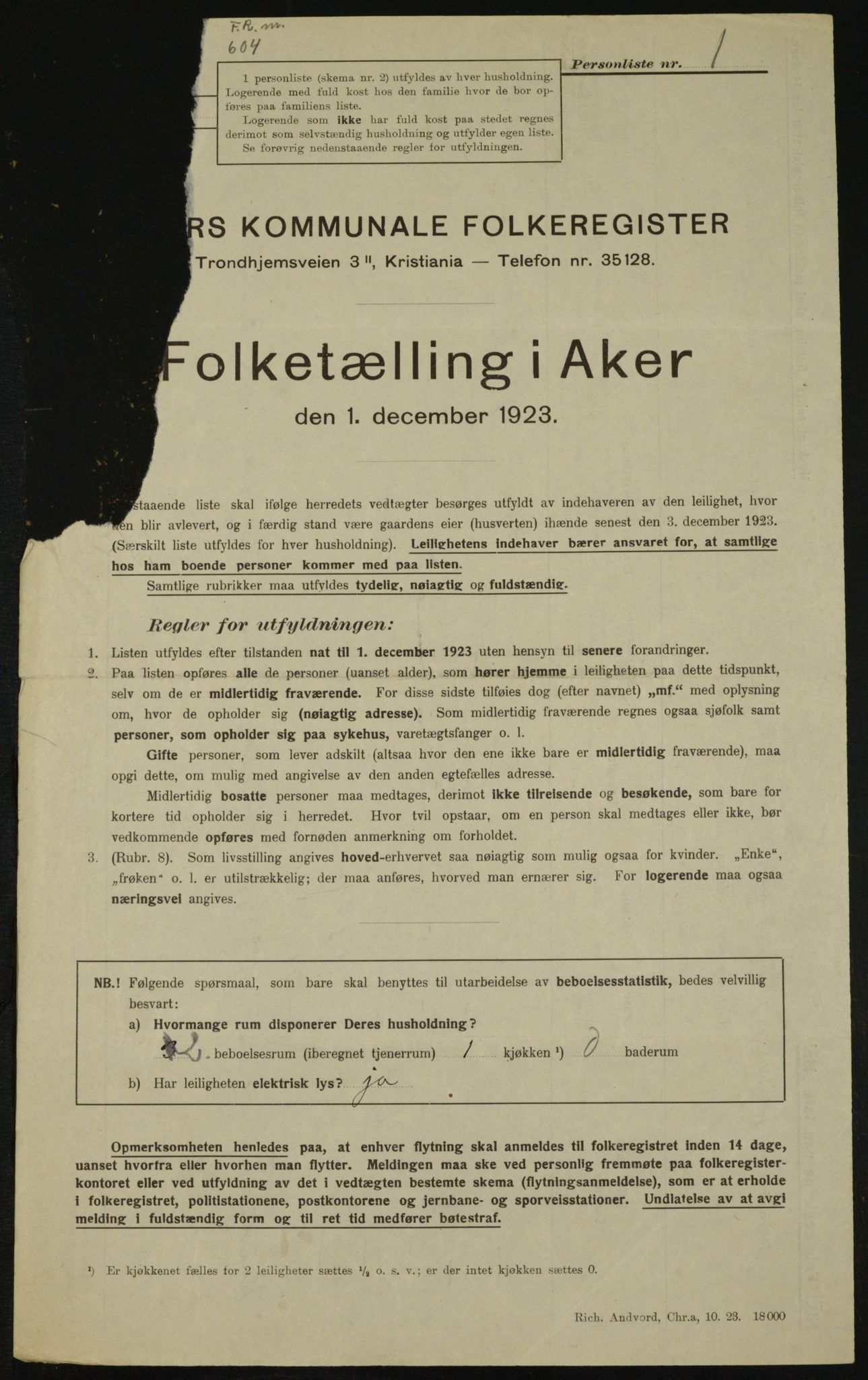 , Municipal Census 1923 for Aker, 1923, p. 26396