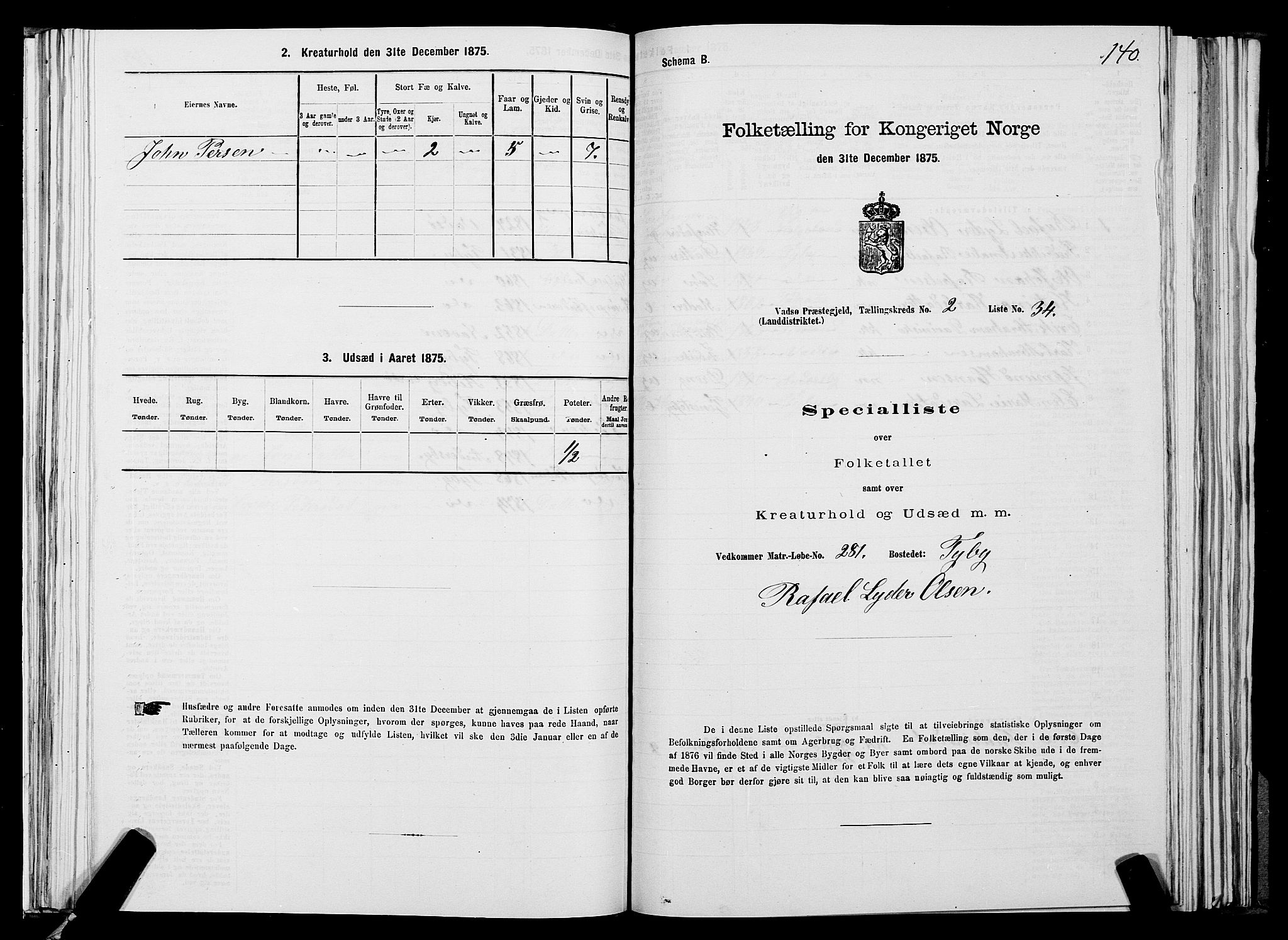 SATØ, 1875 census for 2029L Vadsø/Vadsø, 1875, p. 1140