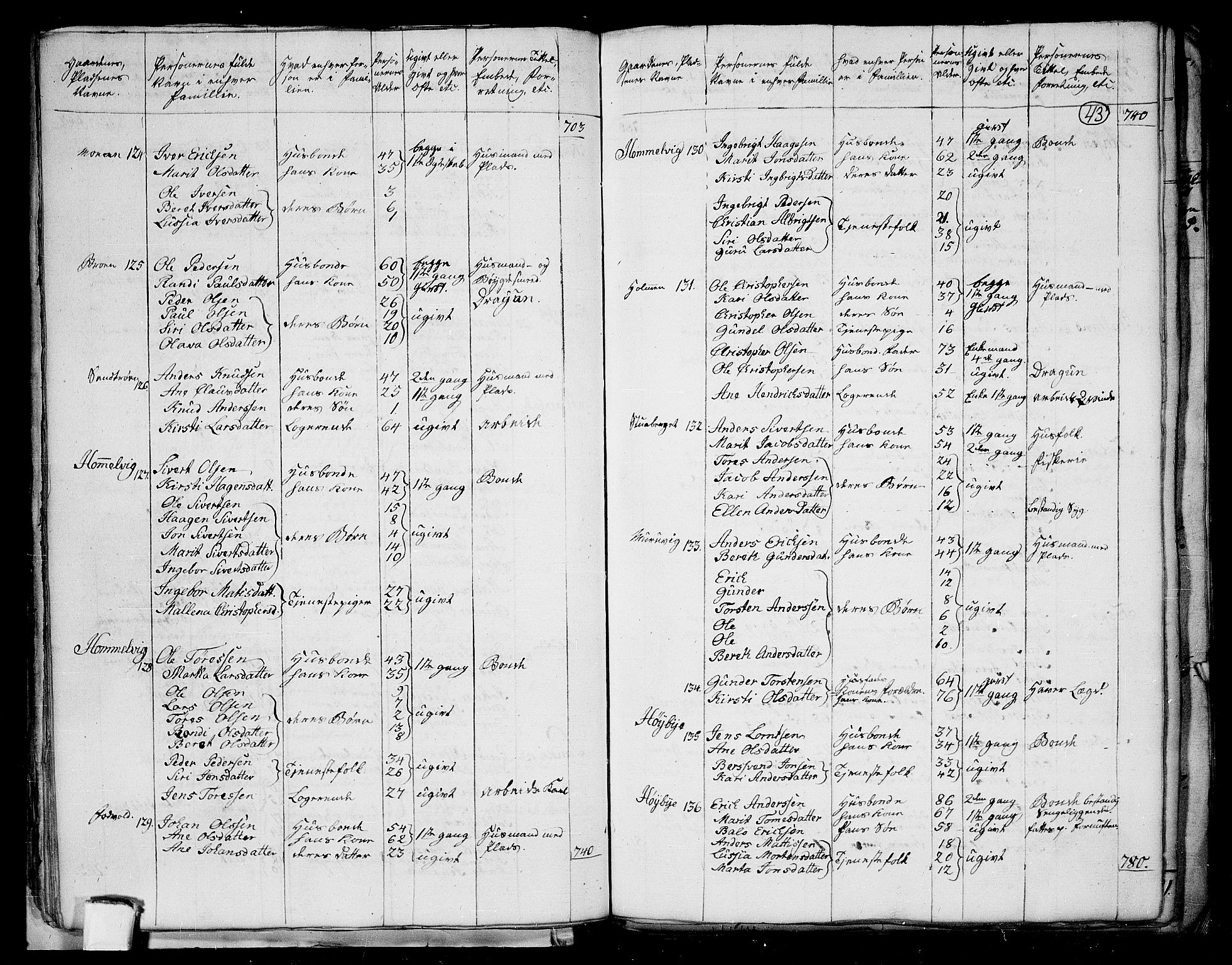 RA, 1801 census for 1660P Strinda, 1801, p. 42b-43a