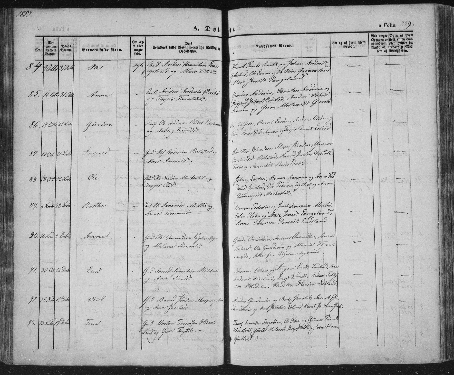 Vennesla sokneprestkontor, AV/SAK-1111-0045/Fa/Fac/L0004: Parish register (official) no. A 4, 1834-1855, p. 229