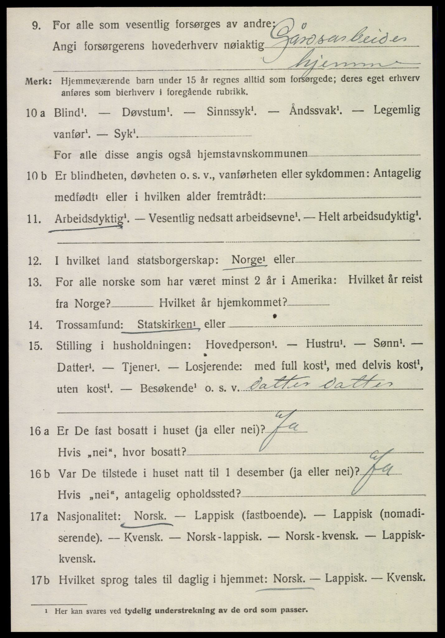 SAT, 1920 census for Hegra, 1920, p. 2167