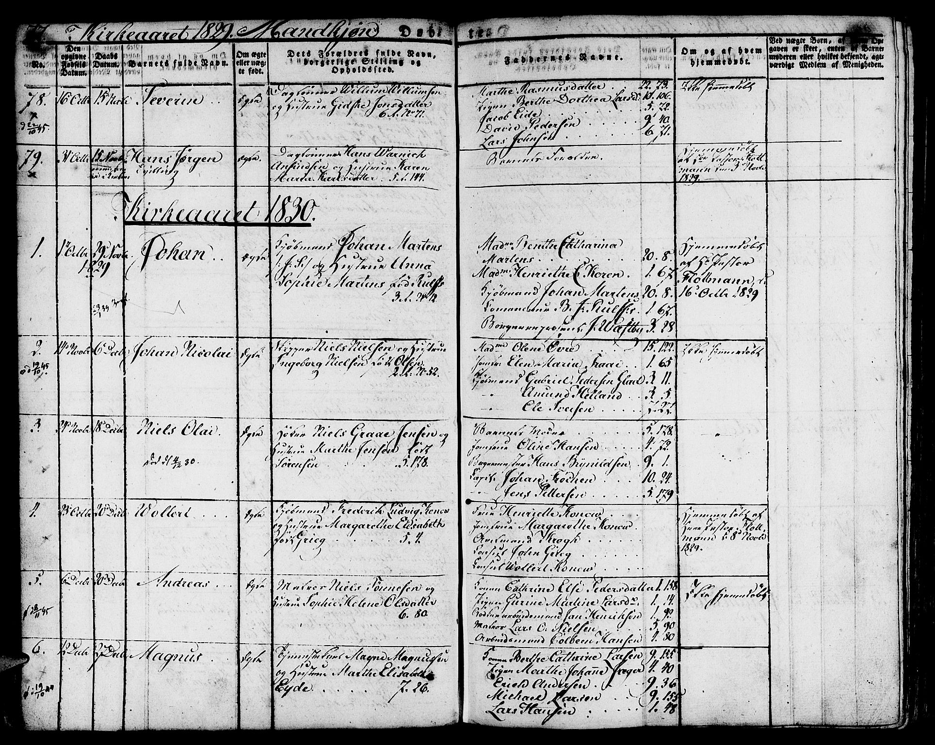 Nykirken Sokneprestembete, SAB/A-77101/H/Hab: Parish register (copy) no. A 5I, 1821-1841, p. 77