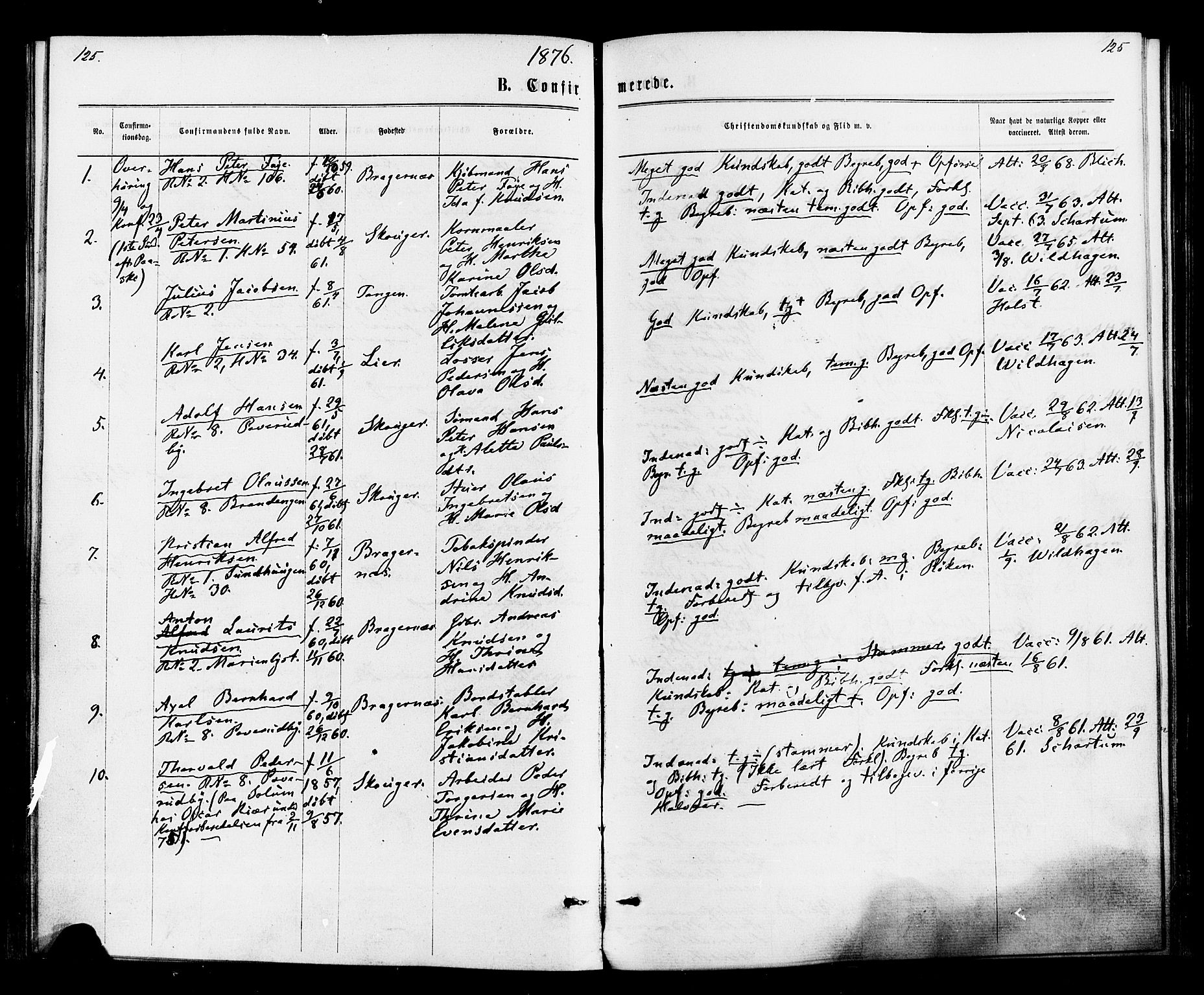 Strømsø kirkebøker, SAKO/A-246/F/Fa/L0020: Parish register (official) no. I 20, 1870-1878, p. 125