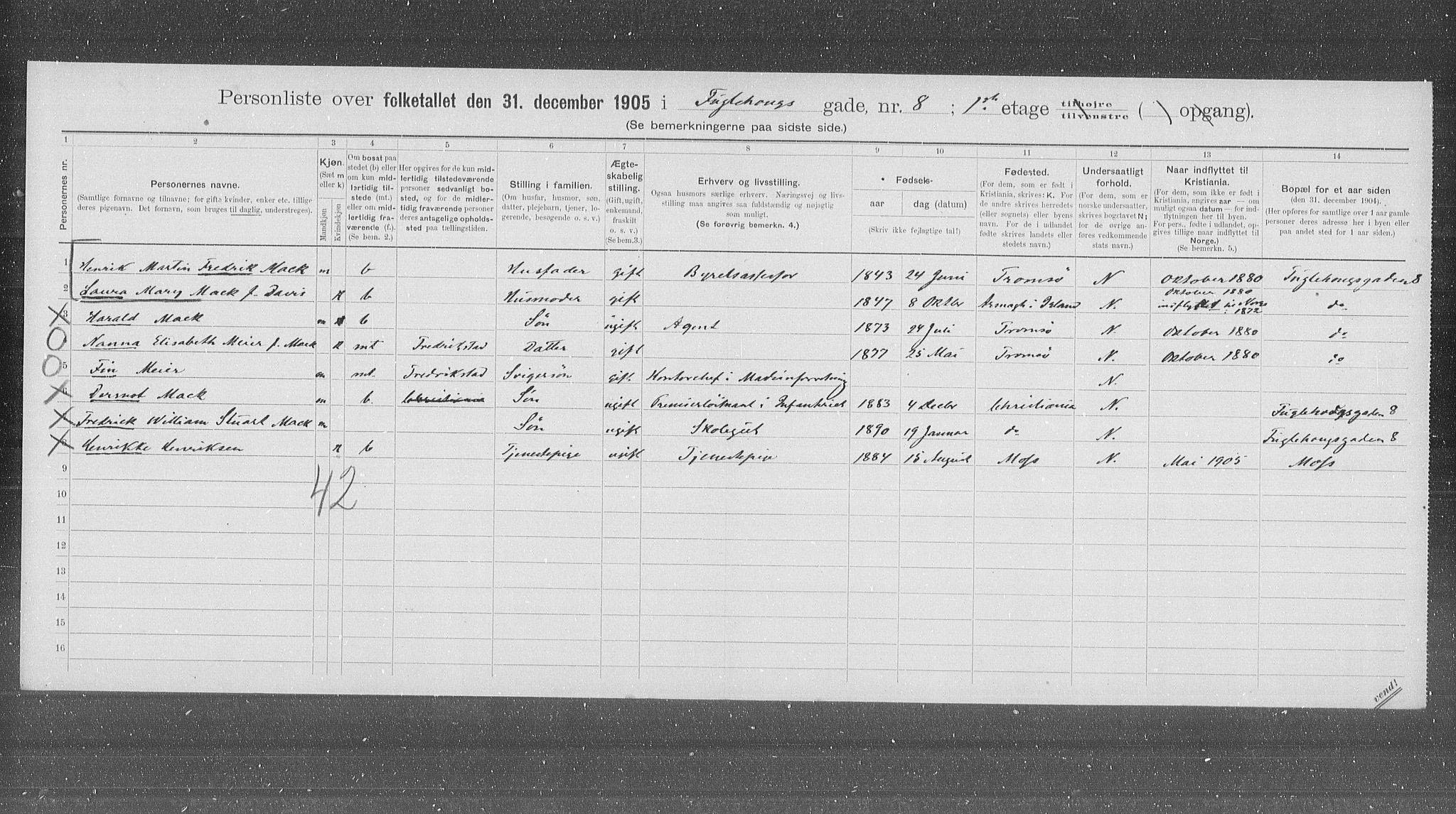 OBA, Municipal Census 1905 for Kristiania, 1905, p. 14691