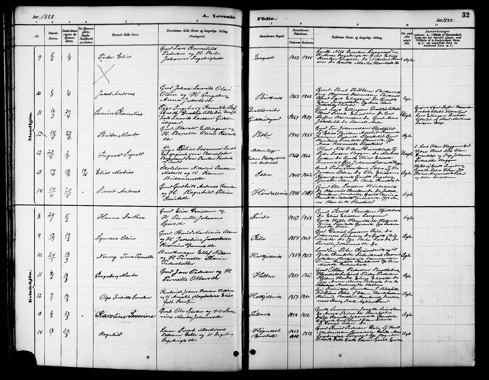 Ministerialprotokoller, klokkerbøker og fødselsregistre - Møre og Romsdal, AV/SAT-A-1454/511/L0158: Parish register (copy) no. 511C04, 1884-1903, p. 32