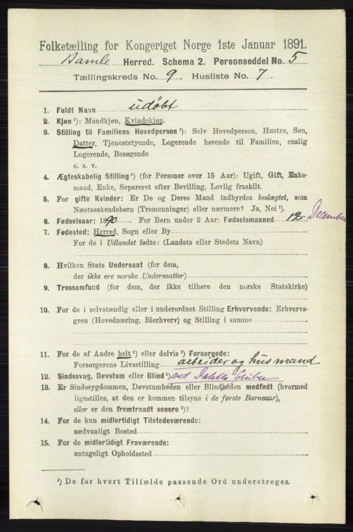 RA, 1891 census for 0814 Bamble, 1891, p. 4226