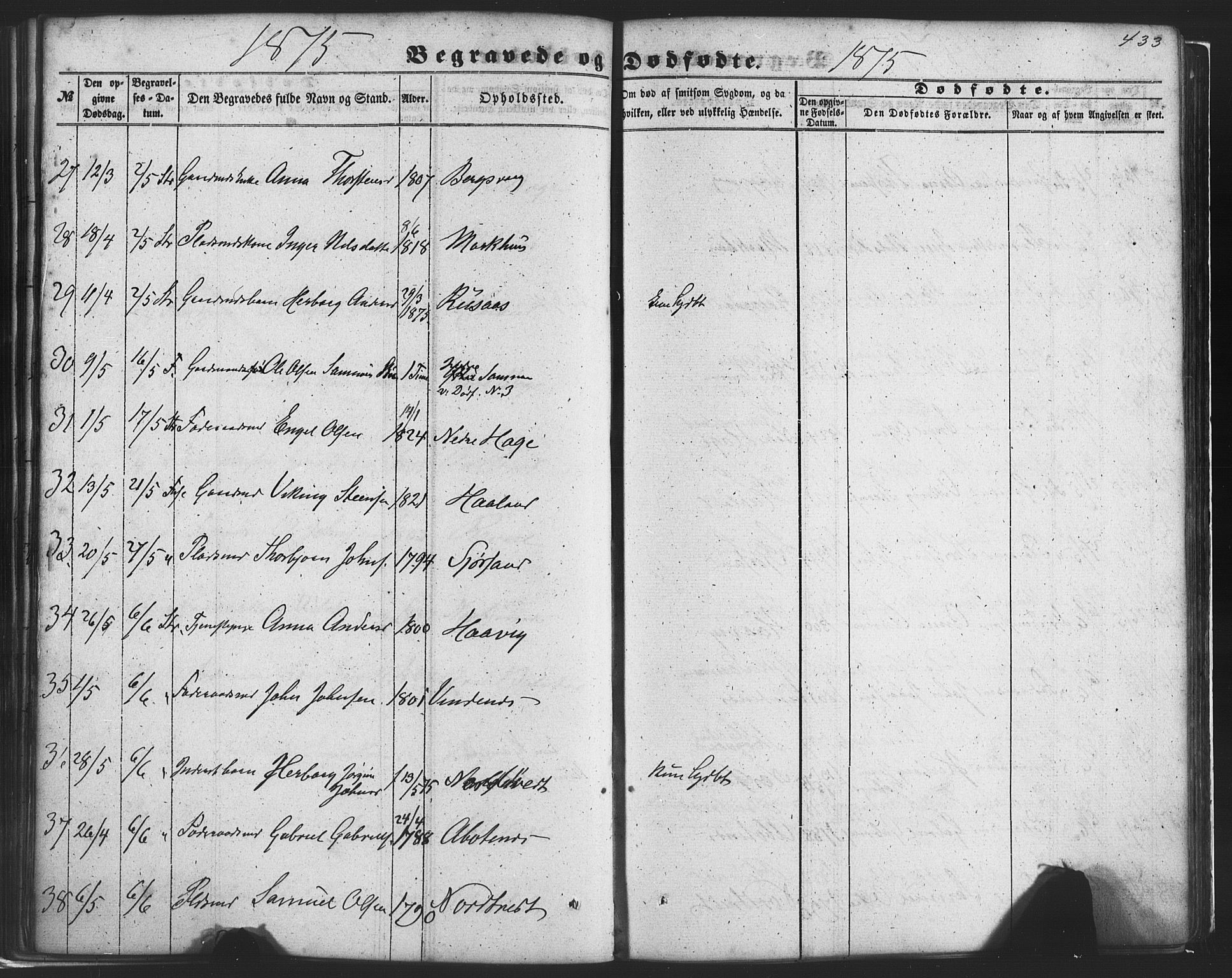 Fusa sokneprestembete, SAB/A-75401/H/Haa: Parish register (official) no. A 1II, 1855-1879, p. 433