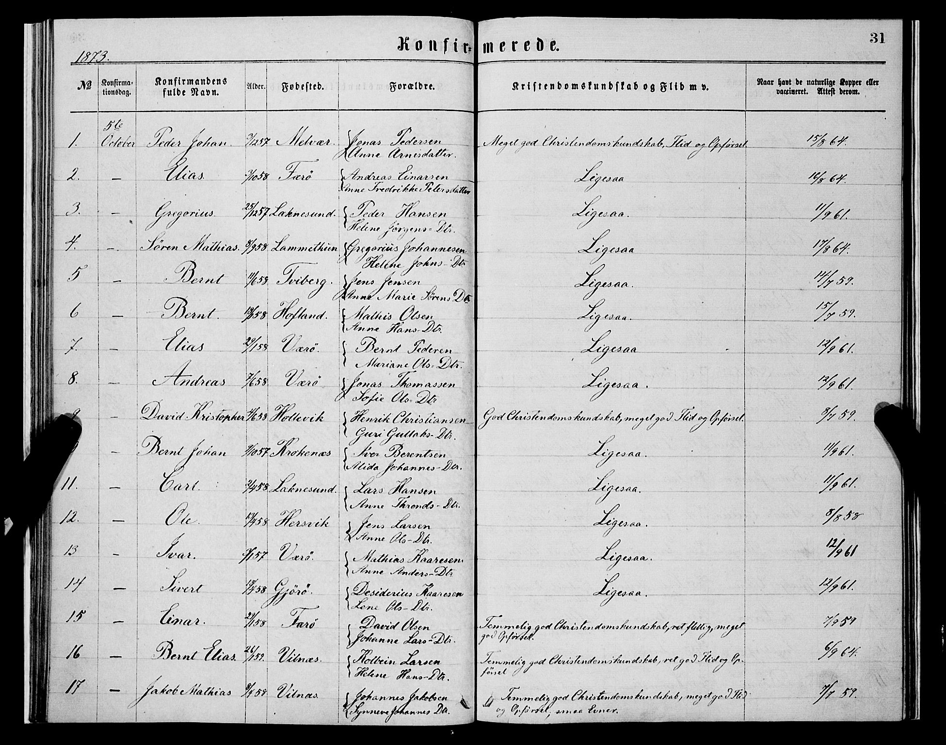 Askvoll sokneprestembete, SAB/A-79501/H/Haa/Haaa/L0013: Parish register (official) no. A 13, 1865-1878, p. 31