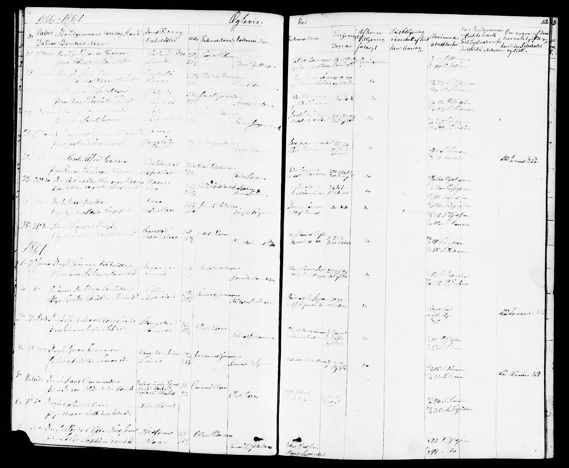 Høyland sokneprestkontor, SAST/A-101799/001/30BB/L0001: Parish register (copy) no. B 1, 1854-1873, p. 162