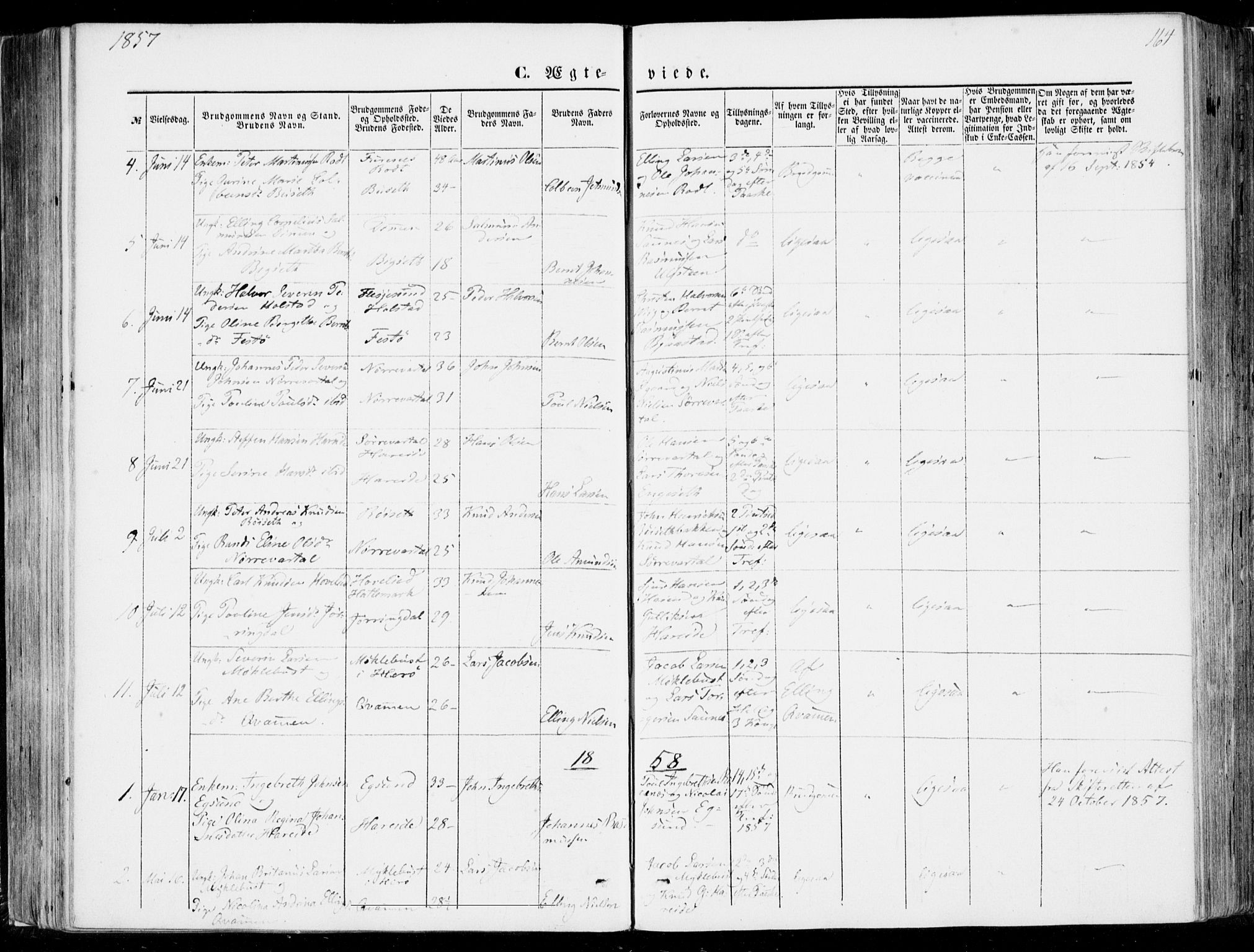 Ministerialprotokoller, klokkerbøker og fødselsregistre - Møre og Romsdal, SAT/A-1454/510/L0121: Parish register (official) no. 510A01, 1848-1877, p. 164