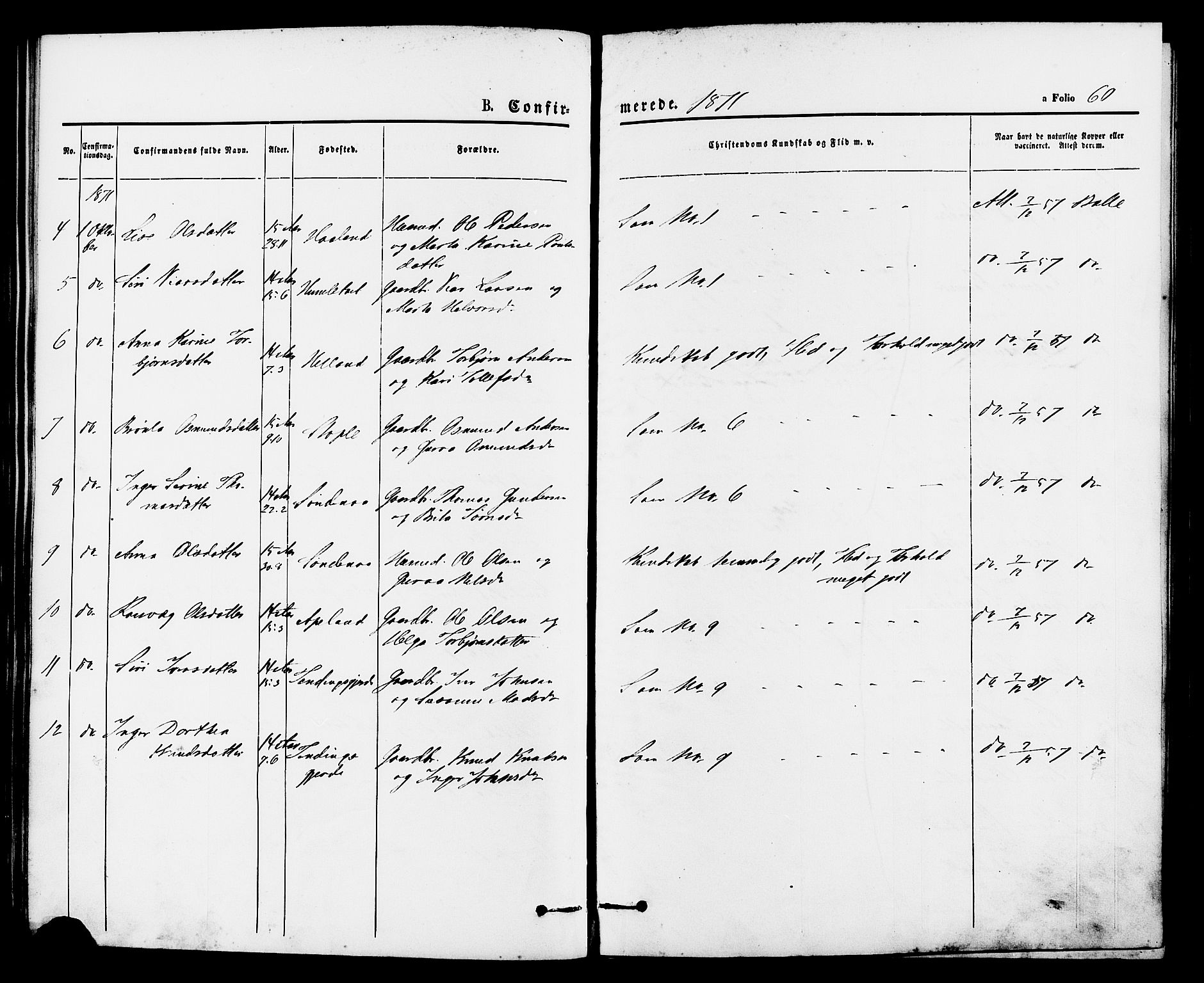 Vikedal sokneprestkontor, AV/SAST-A-101840/01/IV: Parish register (official) no. A 8, 1868-1885, p. 60