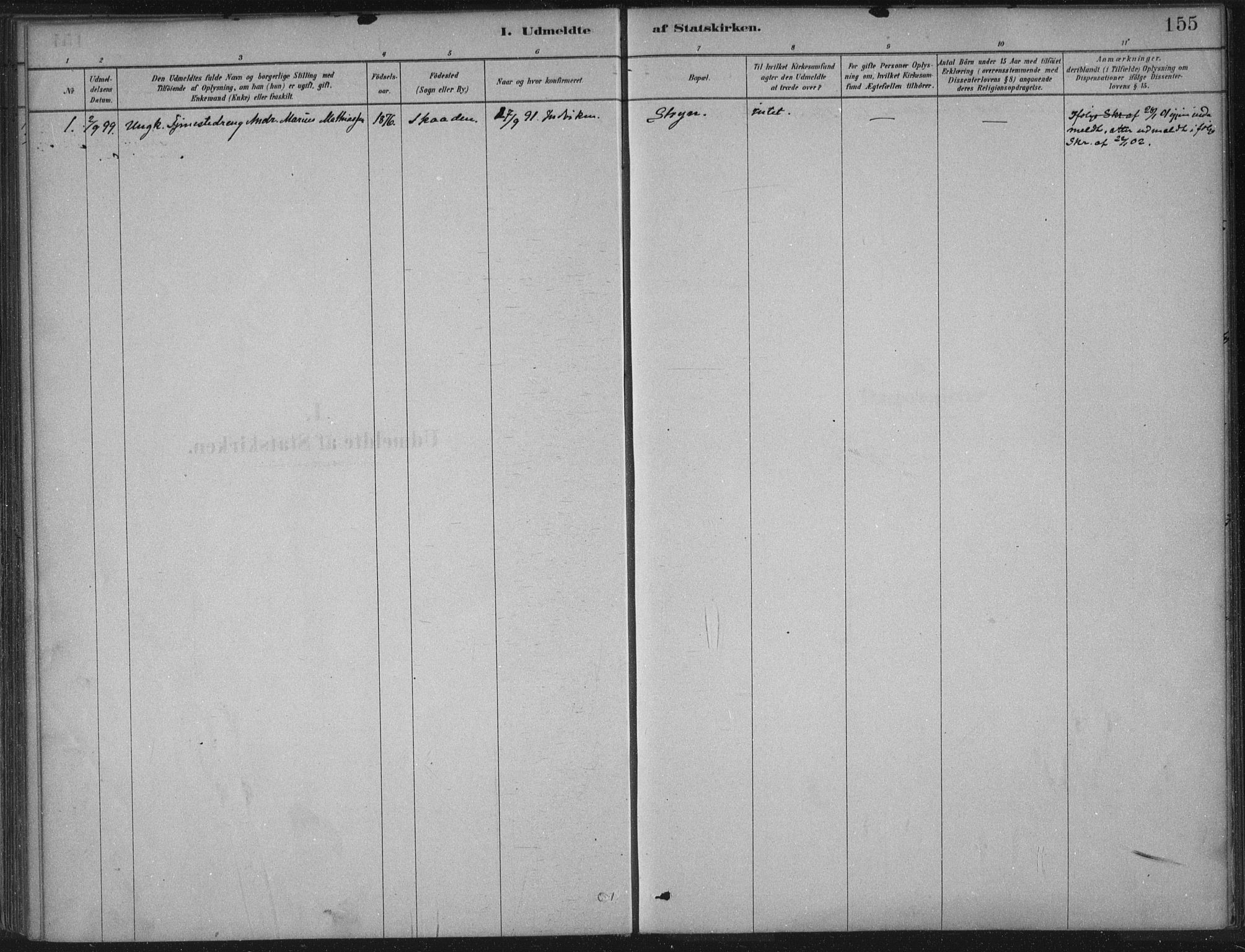 Innvik sokneprestembete, AV/SAB-A-80501: Parish register (official) no. B  1, 1879-1902, p. 155