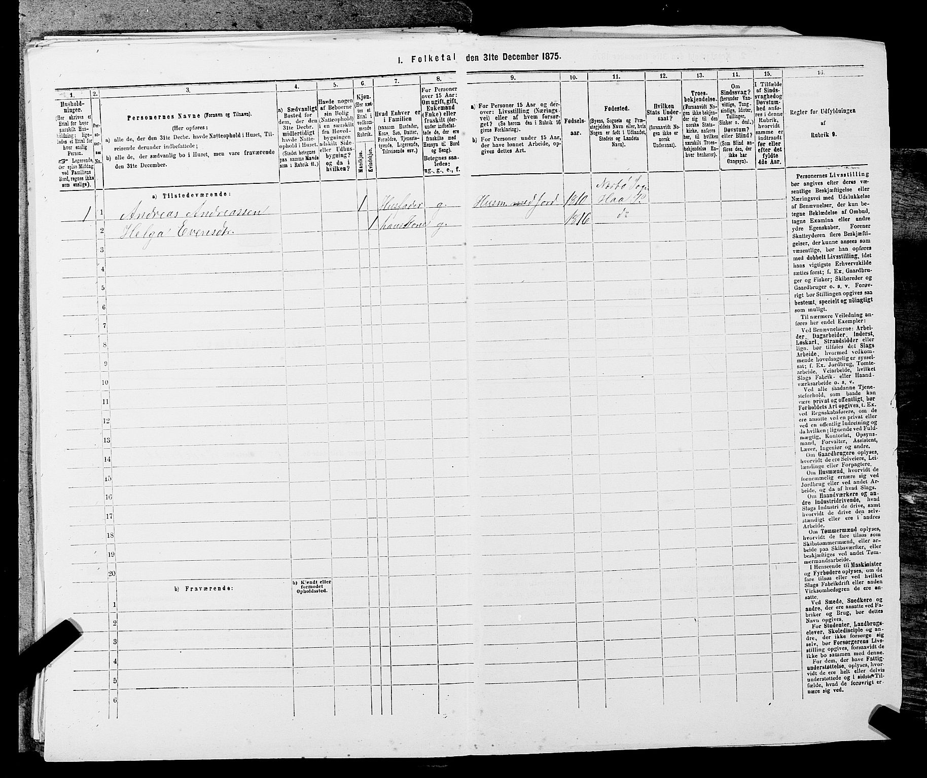 SAST, 1875 census for 1119P Hå, 1875, p. 468