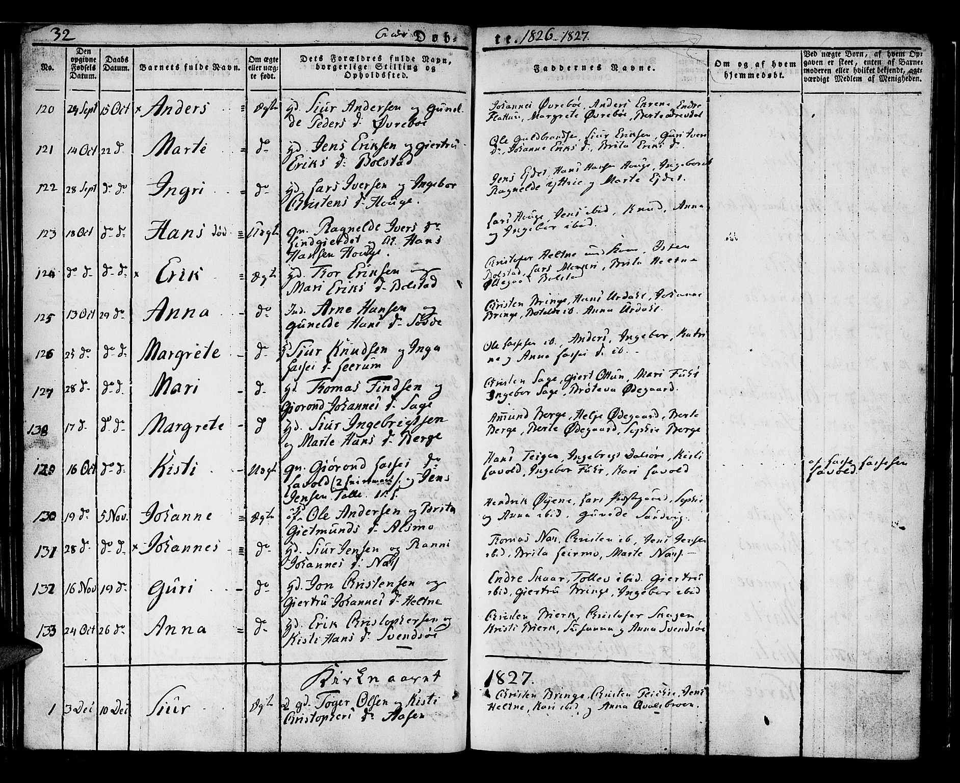 Luster sokneprestembete, AV/SAB-A-81101/H/Haa/Haaa/L0004: Parish register (official) no. A 4, 1821-1832, p. 32